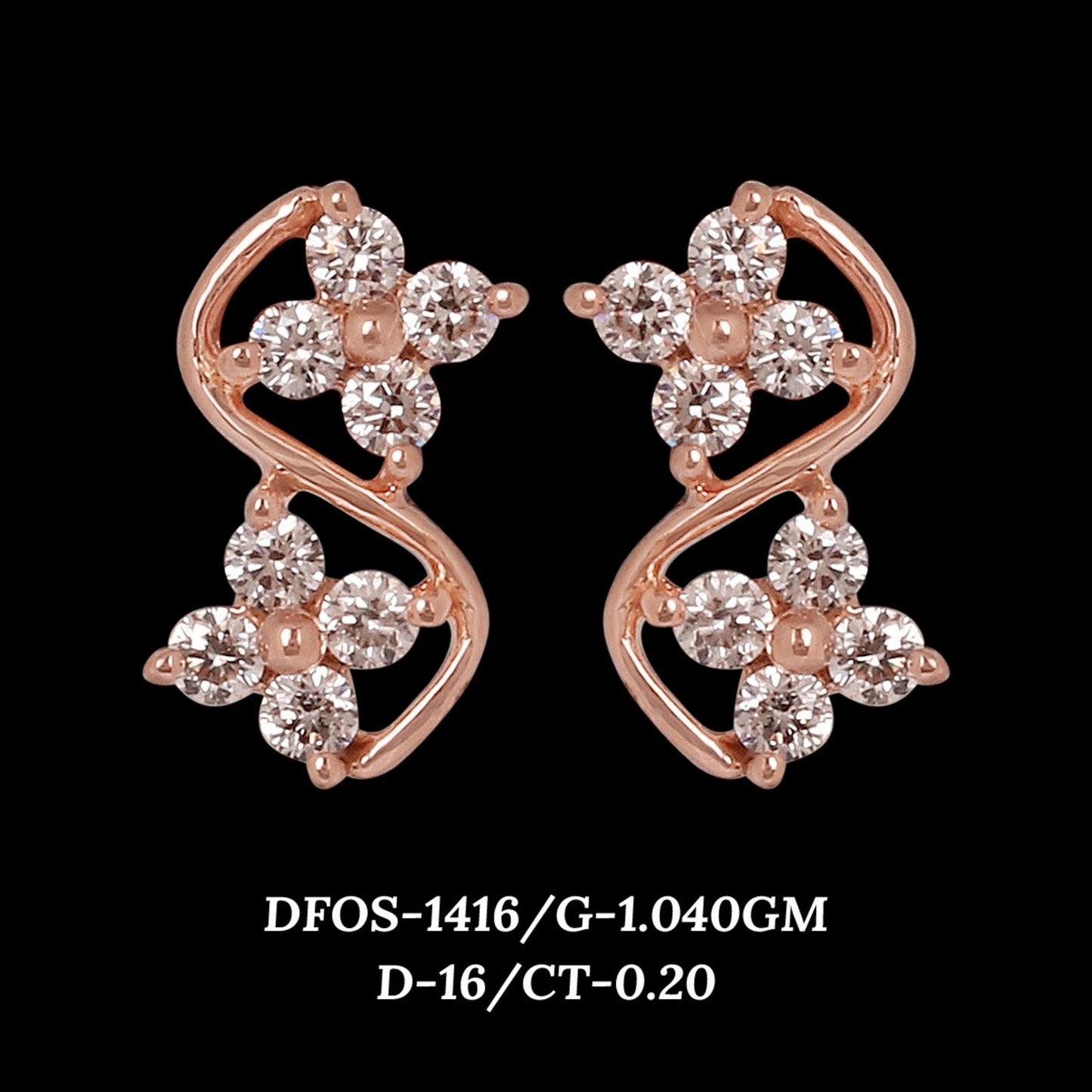 Diamond EARRING With 1.04 Gms of 18 Kt Gold and 0.2 Cts of Certified Natural Diamonds Code: MJ26ER188