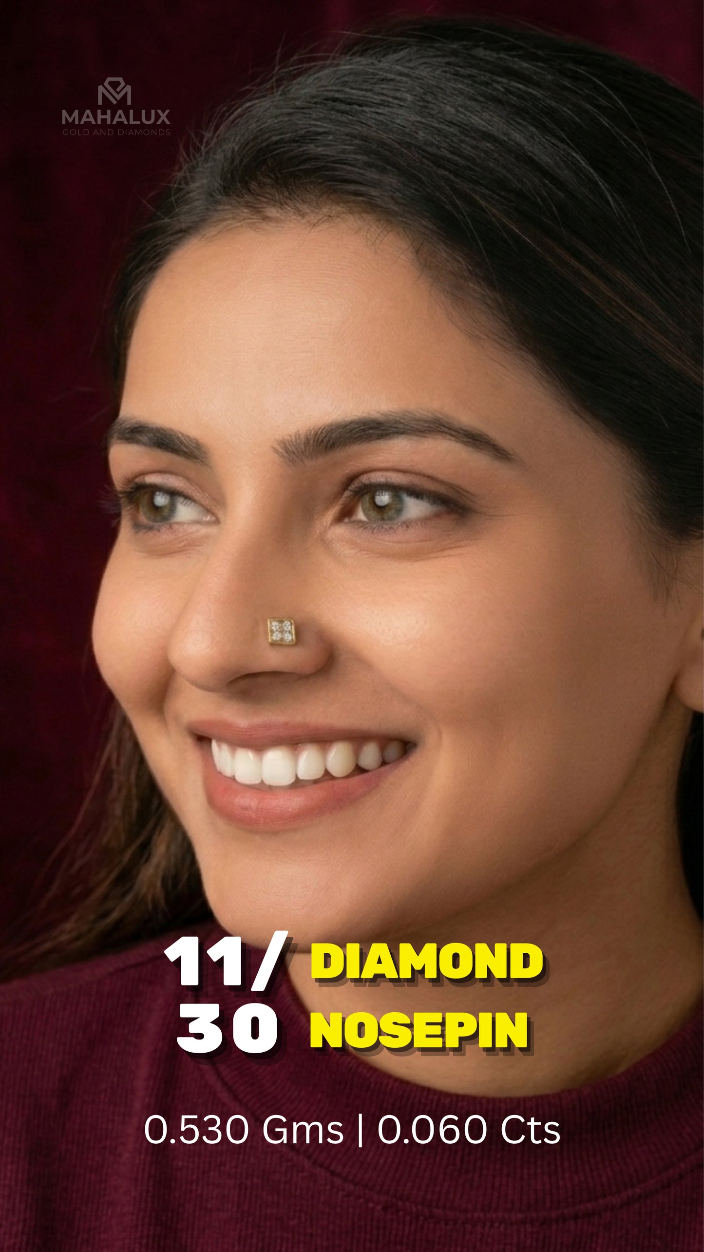 Diamond NOSEPIN - 0.53 Gms - MJ26NP740 - NP2611