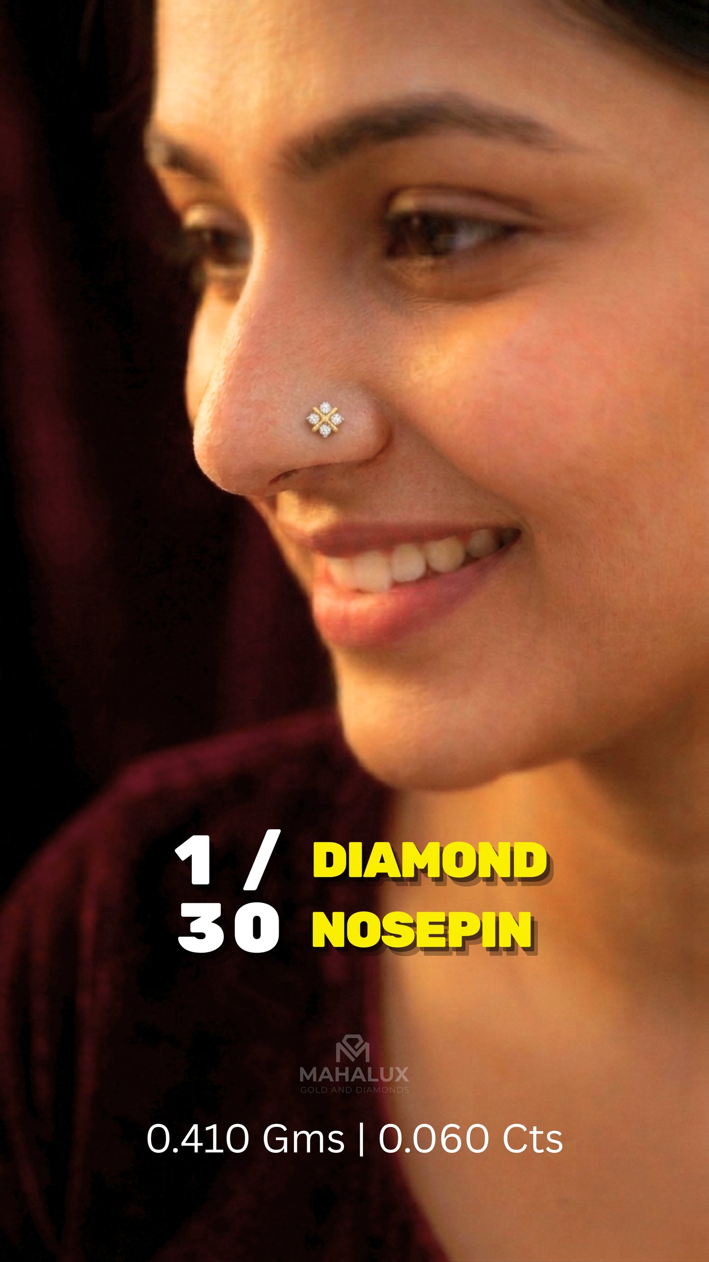 Diamond NOSEPIN - 0.41 Gms - MJ26NP730 - NP2601