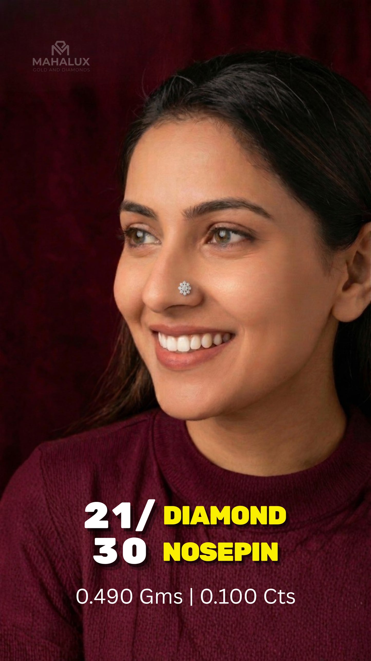 Diamond NOSEPIN - 0.49 Gms - MJ26NP750 - NP2621
