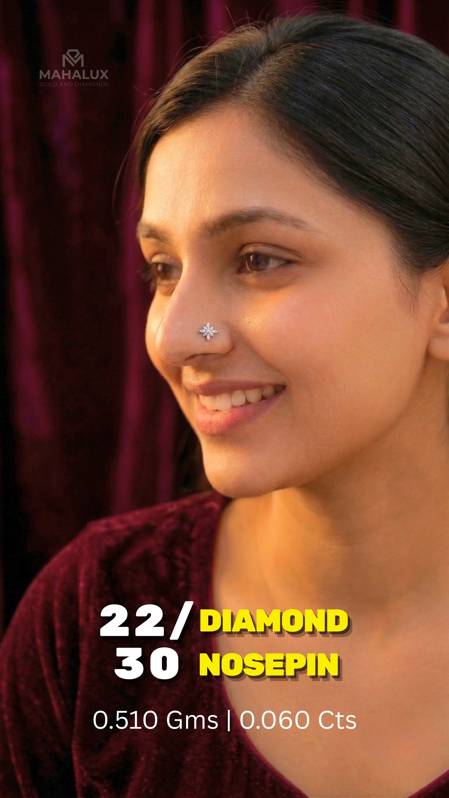 Diamond NOSEPIN - 0.51 Gms - MJ26NP751 - NP2622