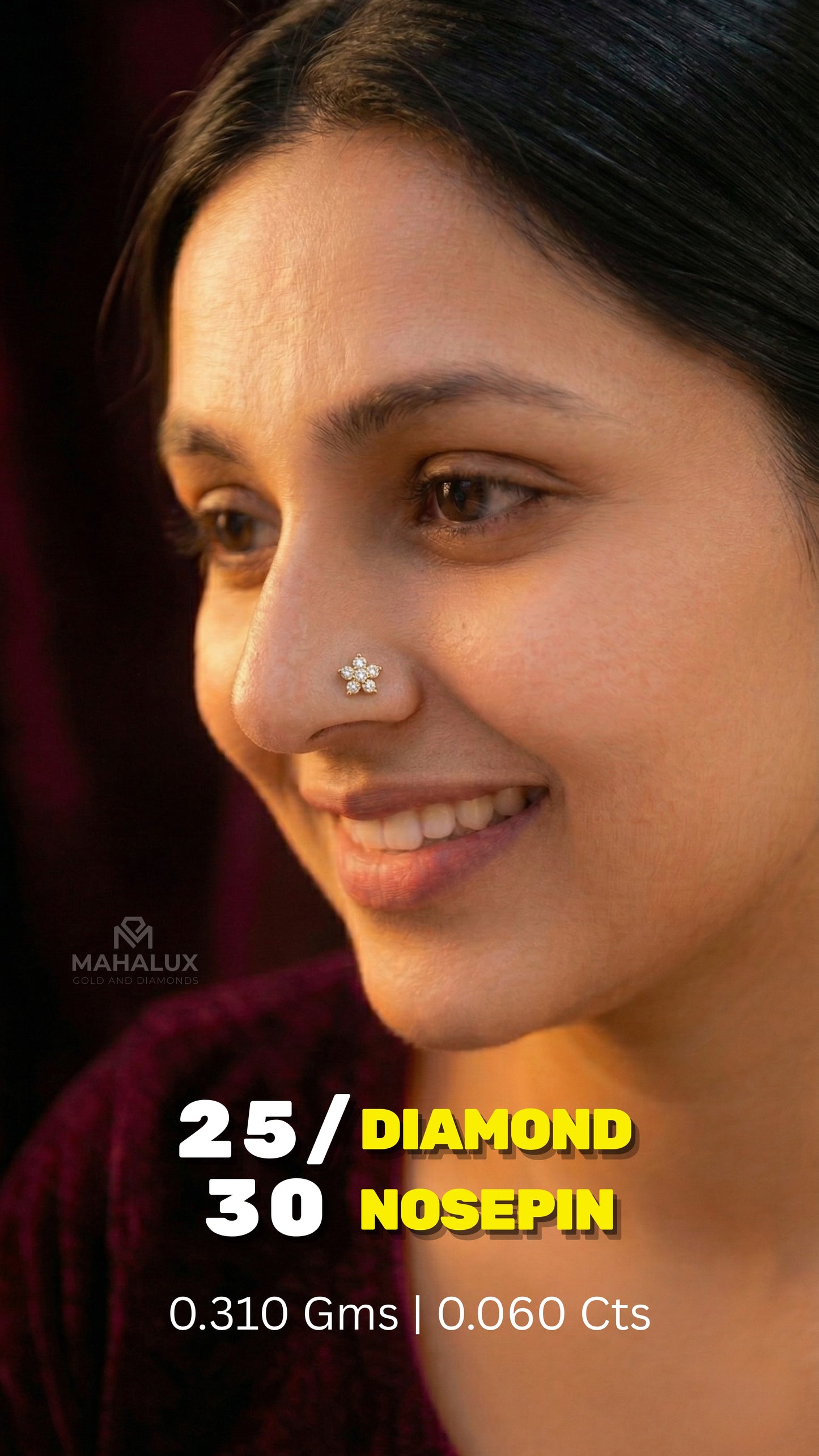 Diamond NOSEPIN - 0.31 Gms - MJ26NP754 - NP2625
