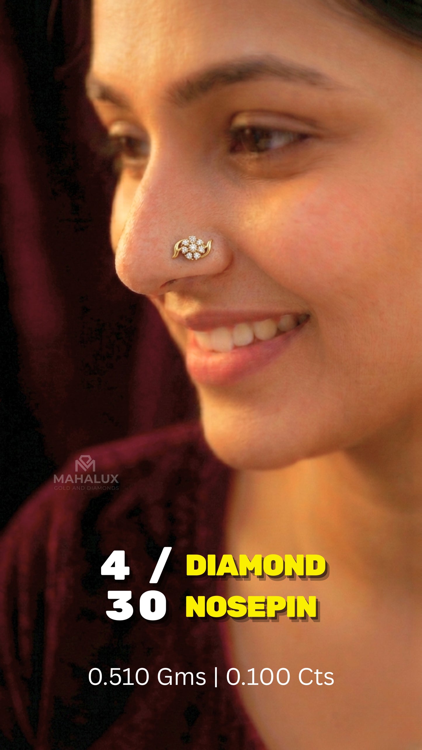 Diamond NOSEPIN - 0.51 Gms - MJ26NP733 - NP2604