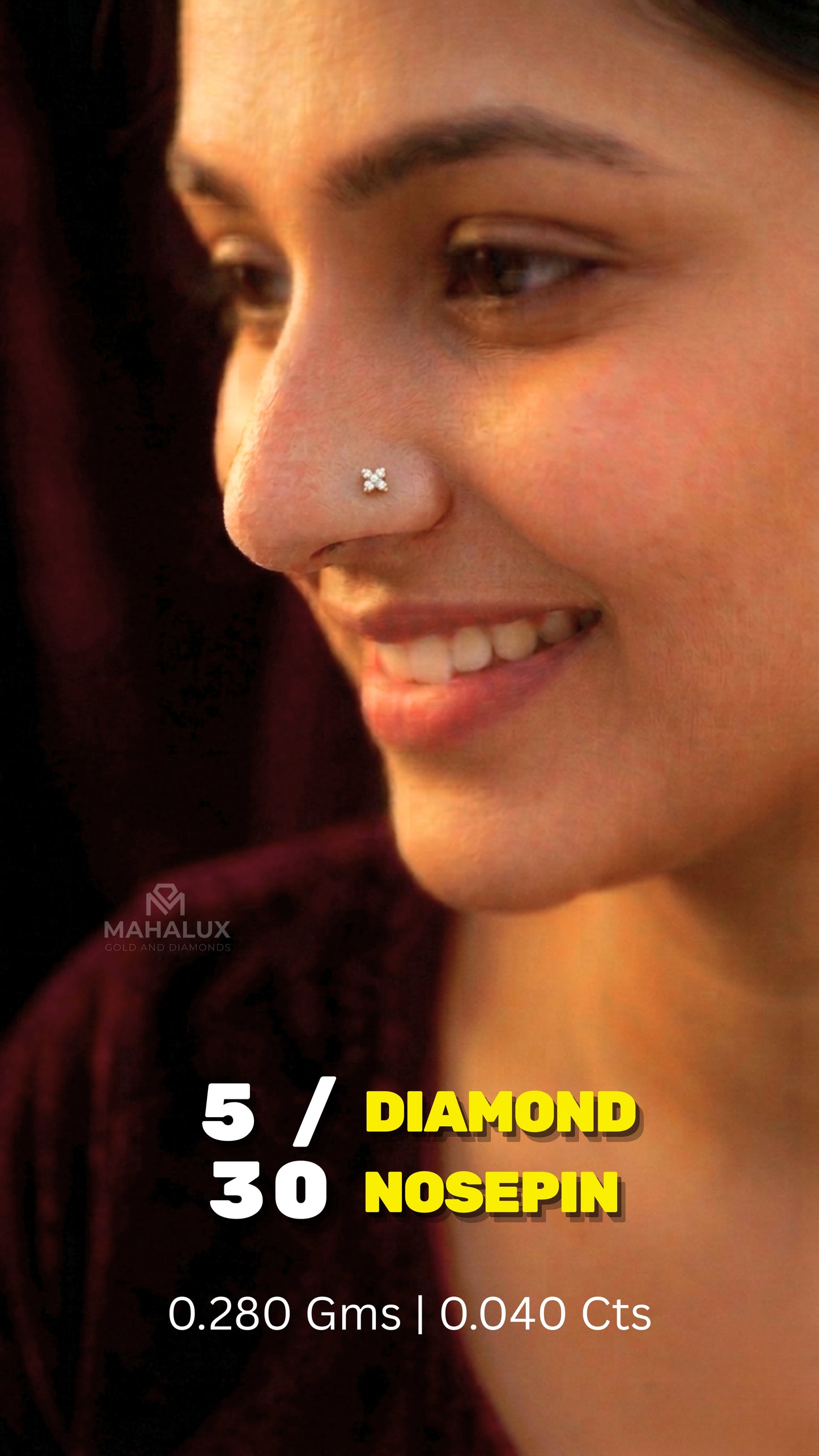 Diamond NOSEPIN - 0.28 Gms - MJ26NP734 - NP2605