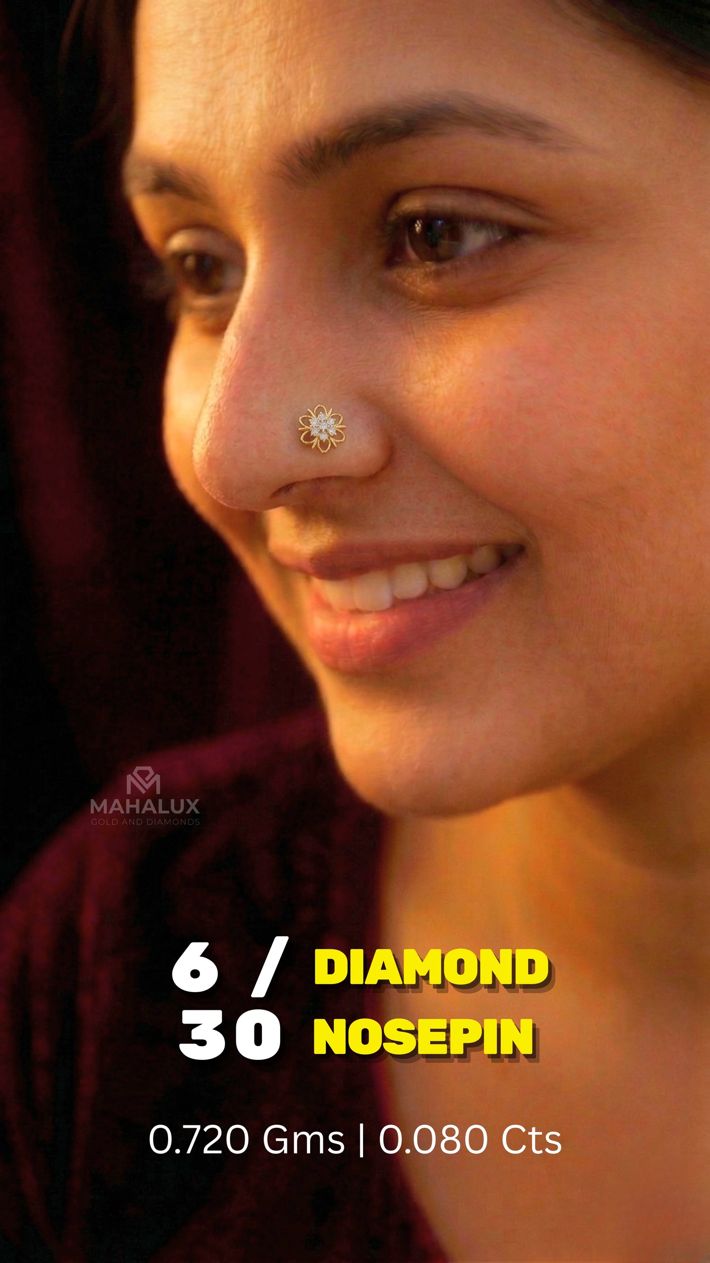 Diamond NOSEPIN - 0.72 Gms - MJ26NP735 - NP2606