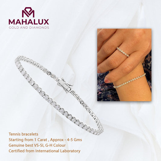 18 Karat Diamond Tennis Bracelet _ 5 Gms 18 Kt Gold 1 Carat VS-SI , GH Color Diamond