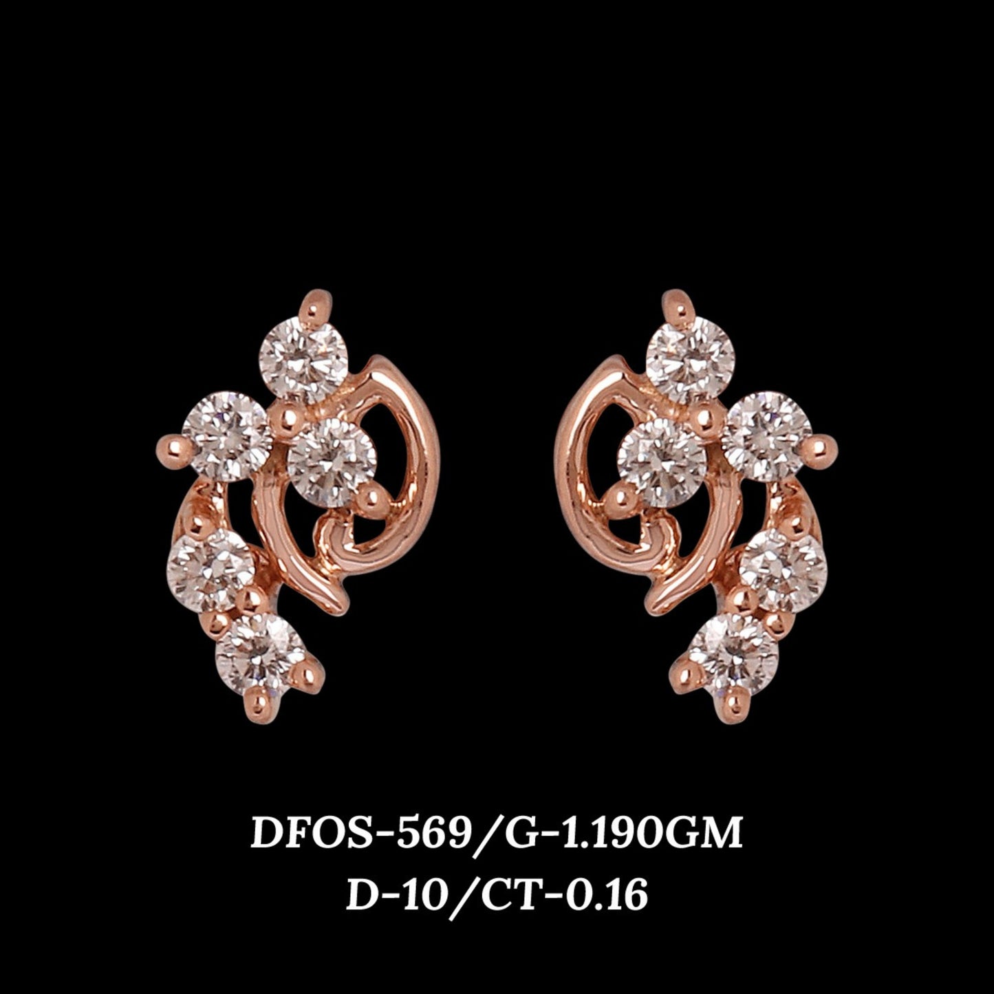 Diamond EARRING With 1.19 Gms of 18 Kt Gold and 0.16 Cts of Certified Natural Diamonds Code: MJ26ER554