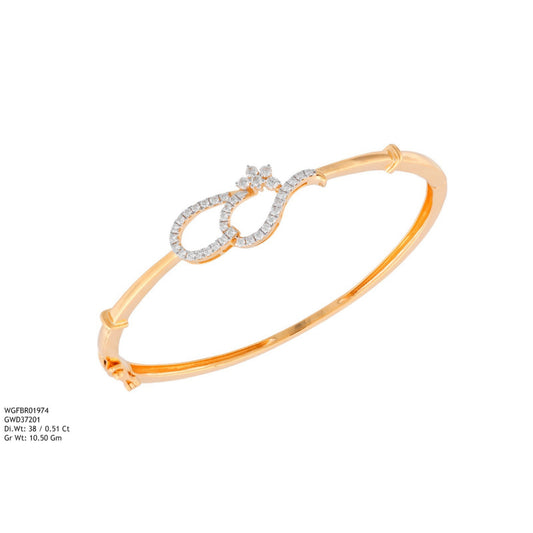 Diamond BANGLE With 10.5 Gms of 18 Kt Gold and 0.51 Cts of Certified Natural Diamonds Code: MJ26BG685