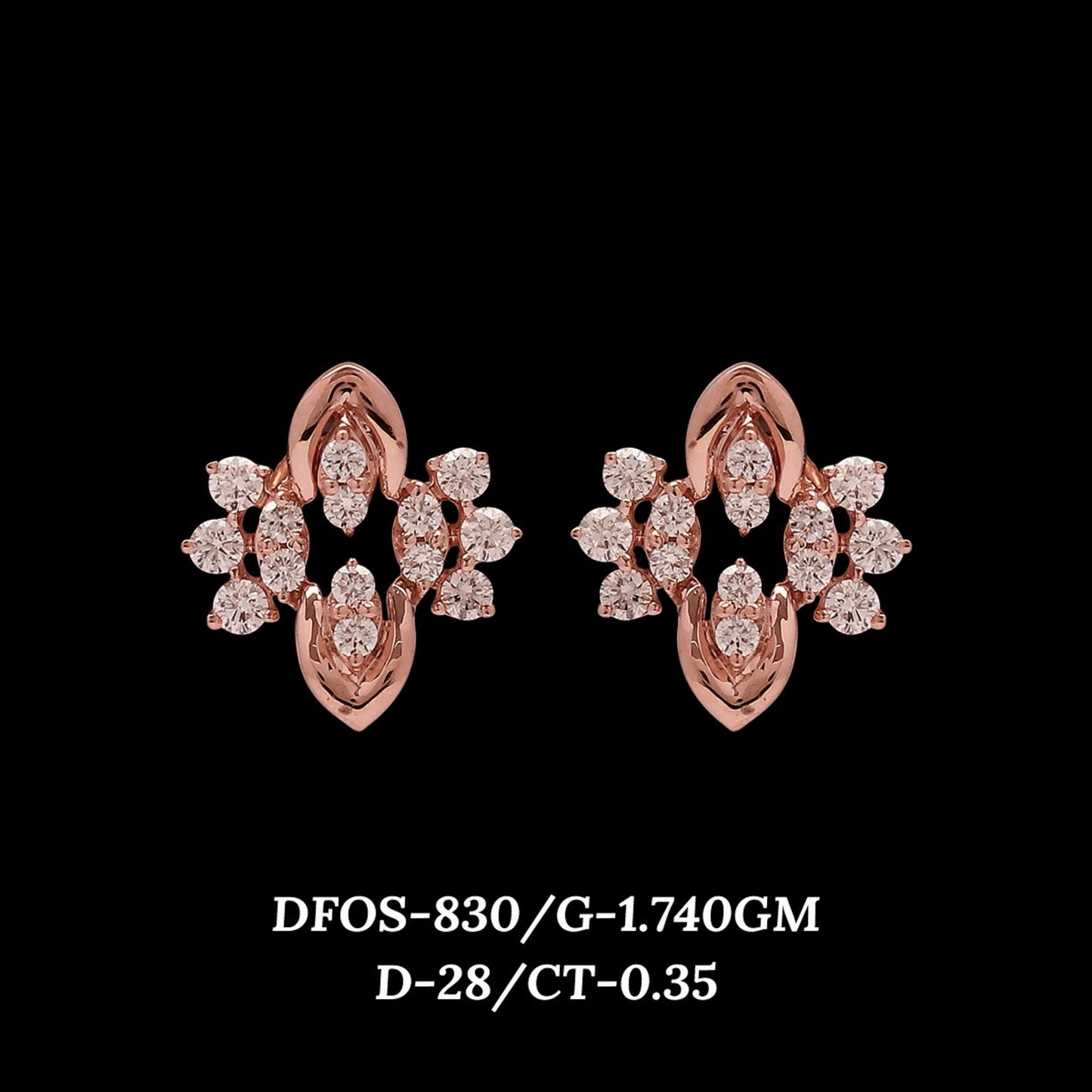 Diamond EARRING With 1.74 Gms of 18 Kt Gold and 0.35 Cts of Certified Natural Diamonds Code: MJ26ER603