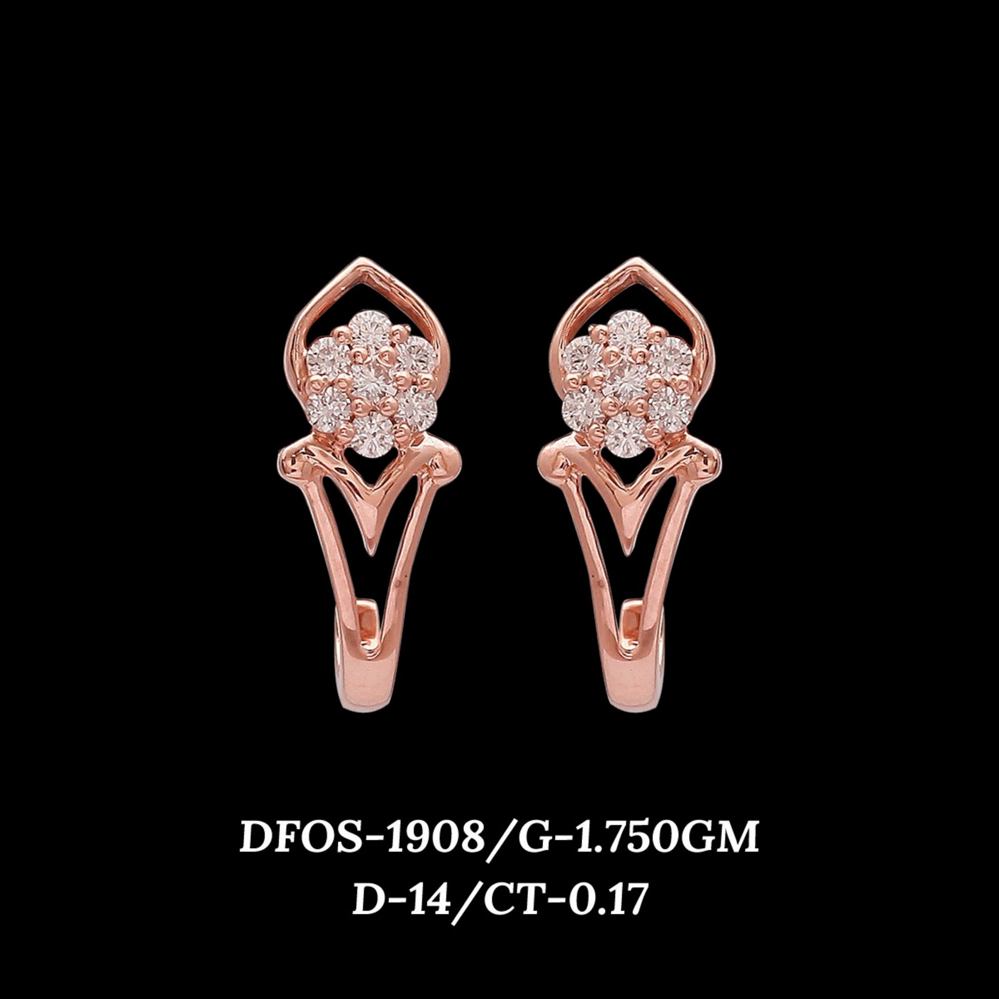 Diamond EARRING With 1.75 Gms of 18 Kt Gold and 0.17 Cts of Certified Natural Diamonds Code: MJ26ER305