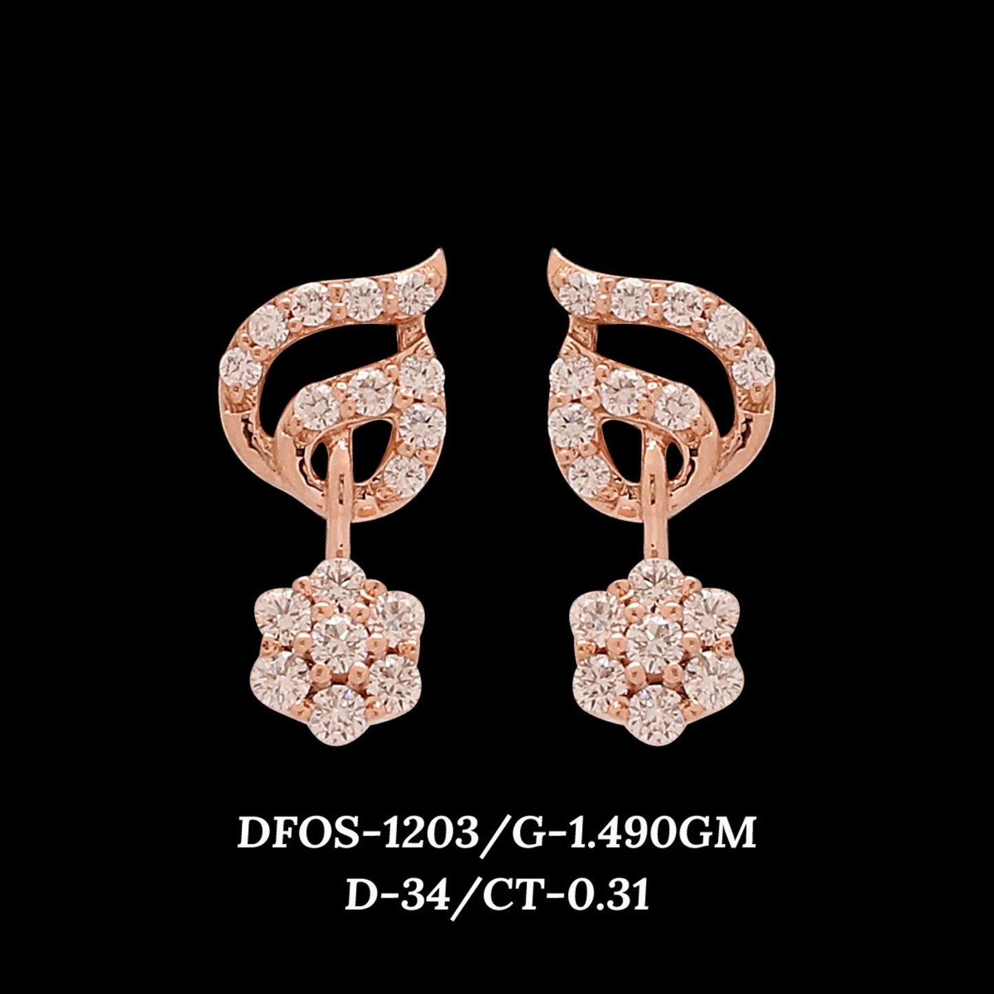 Diamond EARRING With 1.49 Gms of 18 Kt Gold and 0.31 Cts of Certified Natural Diamonds Code: MJ26ER171