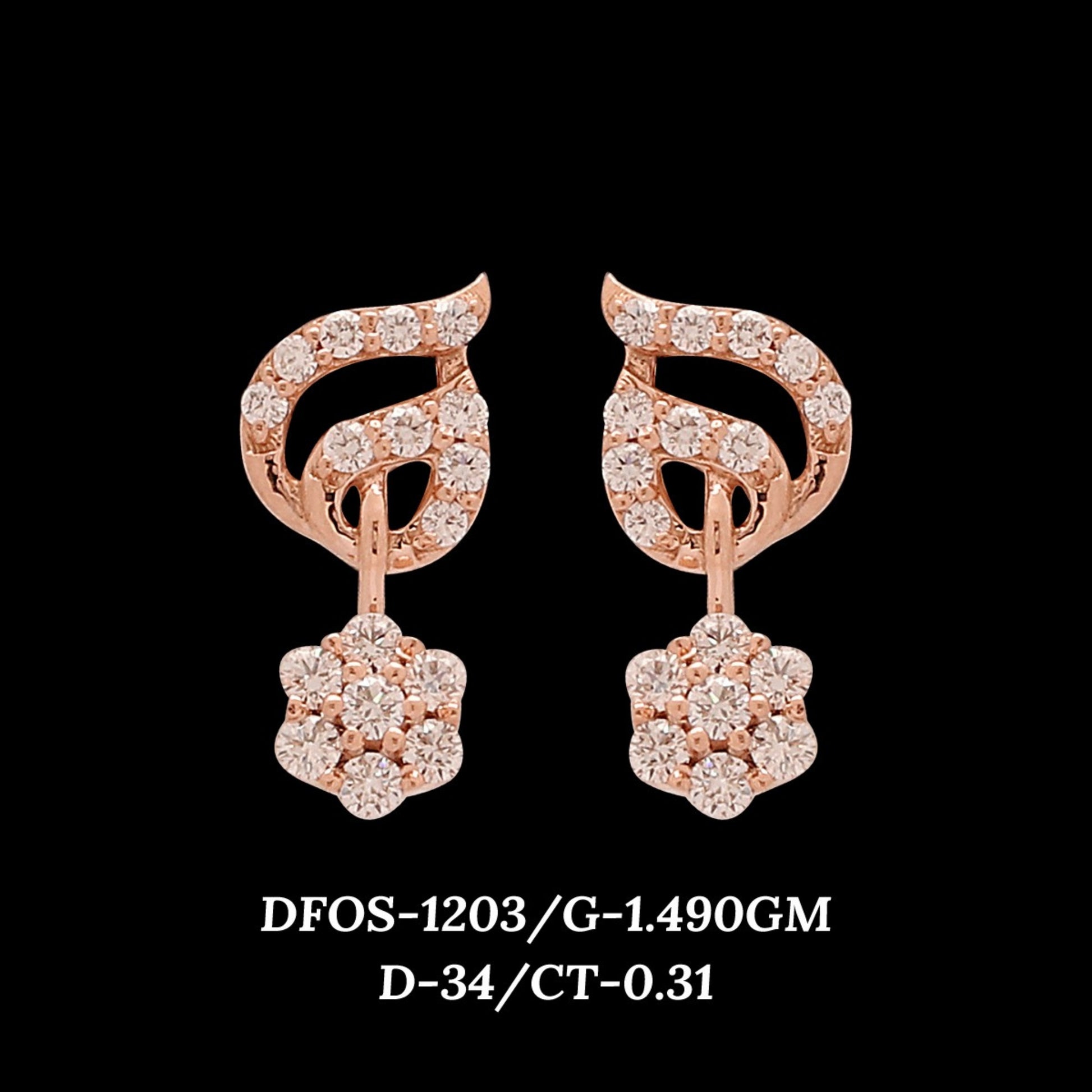 Diamond EARRING With 1.49 Gms of 18 Kt Gold and 0.31 Cts of Certified Natural Diamonds Code: MJ26ER171