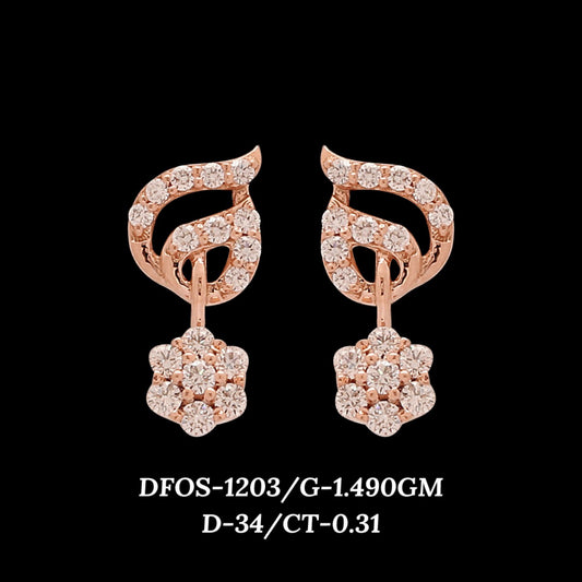 Diamond EARRING With 1.49 Gms of 18 Kt Gold and 0.31 Cts of Certified Natural Diamonds Code: MJ26ER171