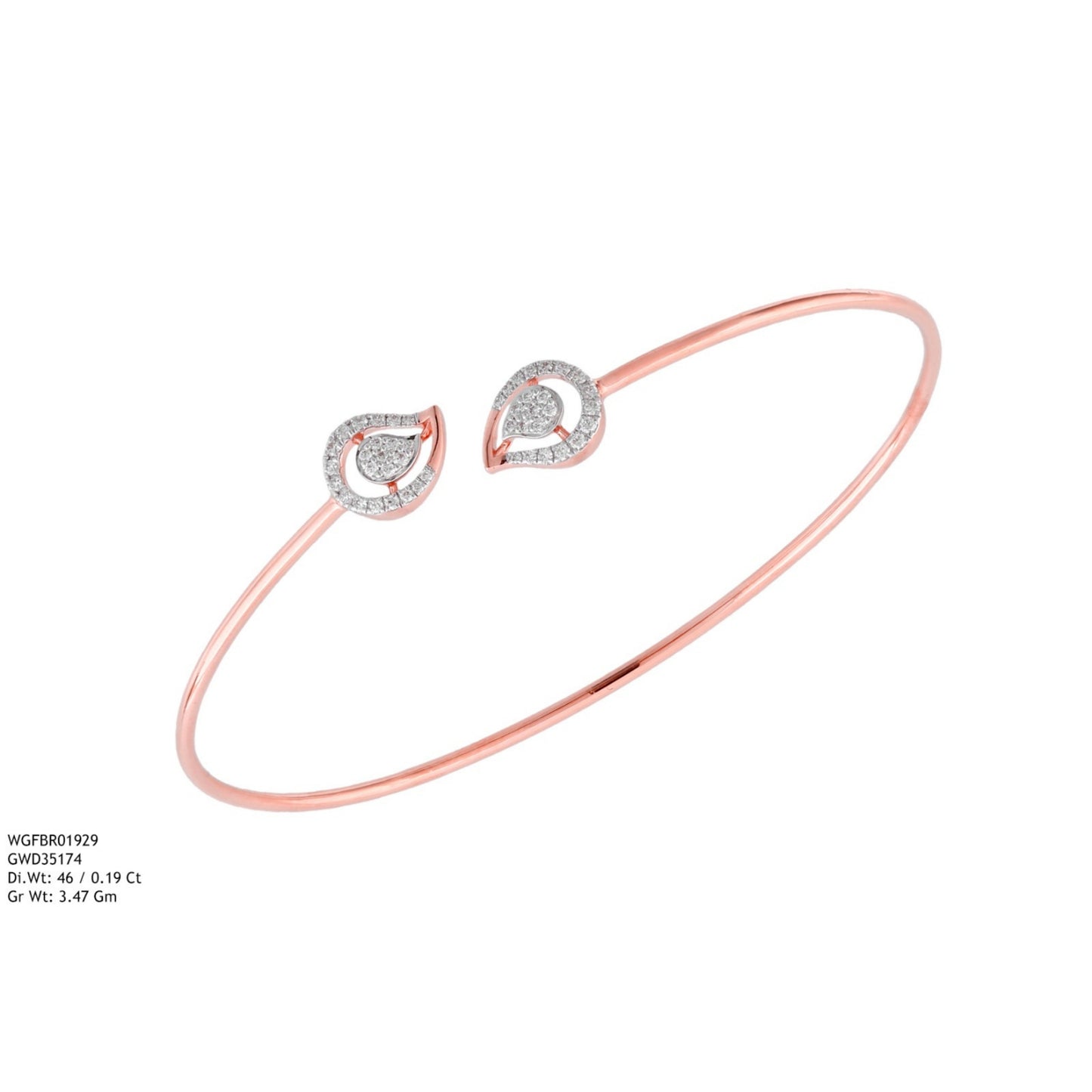 Diamond BANGLE With 3.47 Gms of 18 Kt Gold and 0.19 Cts of Certified Natural Diamonds Code: MJ26BG667