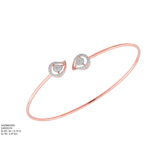 Diamond BANGLE With 3.47 Gms of 18 Kt Gold and 0.19 Cts of Certified Natural Diamonds Code: MJ26BG667