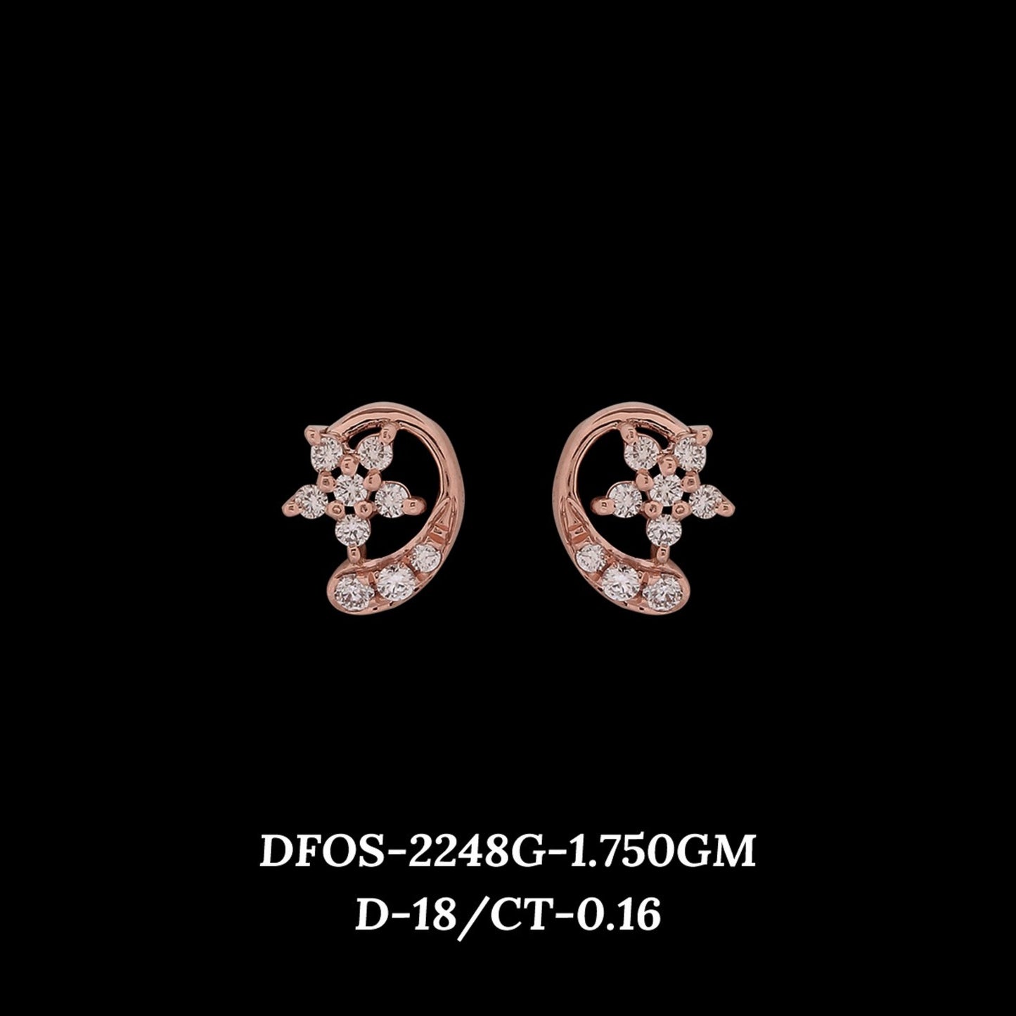Diamond EARRING With 1.75 Gms of 18 Kt Gold and 0.16 Cts of Certified Natural Diamonds Code: MJ26ER379