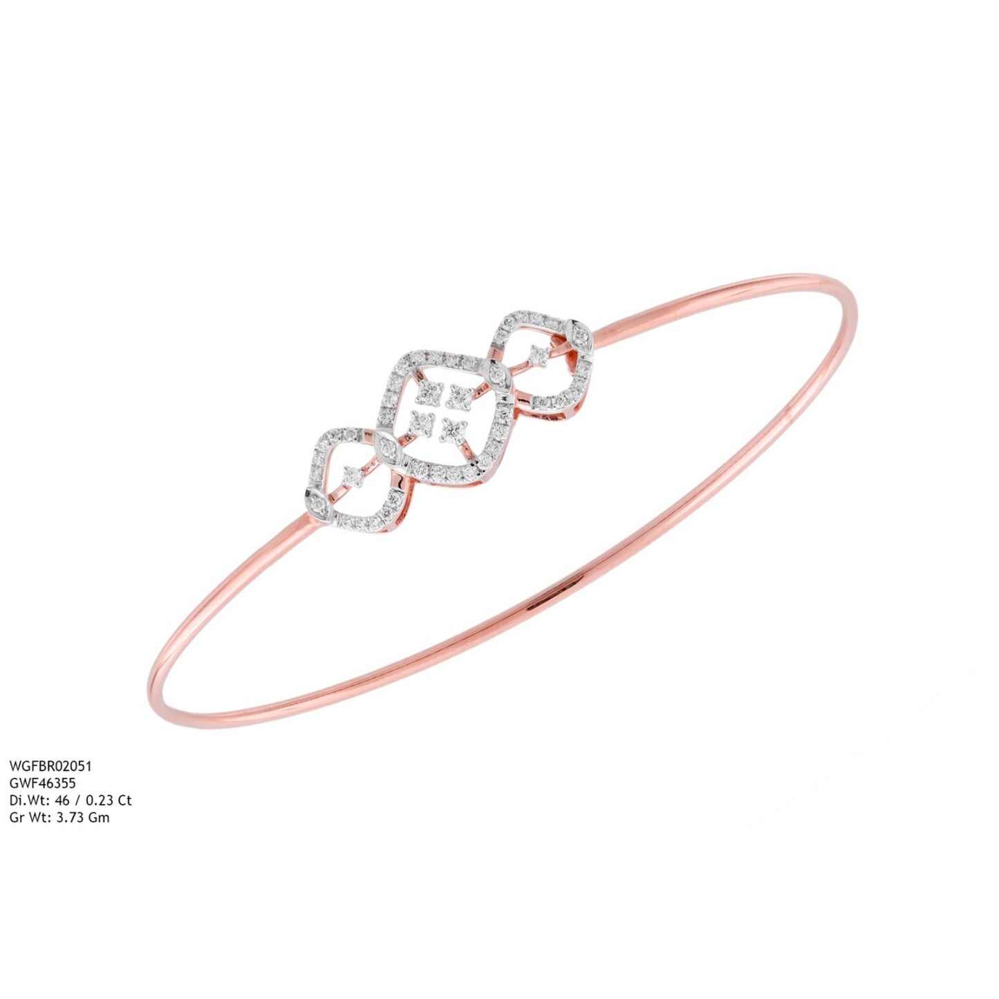Diamond BANGLE With 3.73 Gms of 18 Kt Gold and 0.23 Cts of Certified Natural Diamonds Code: MJ26BG698