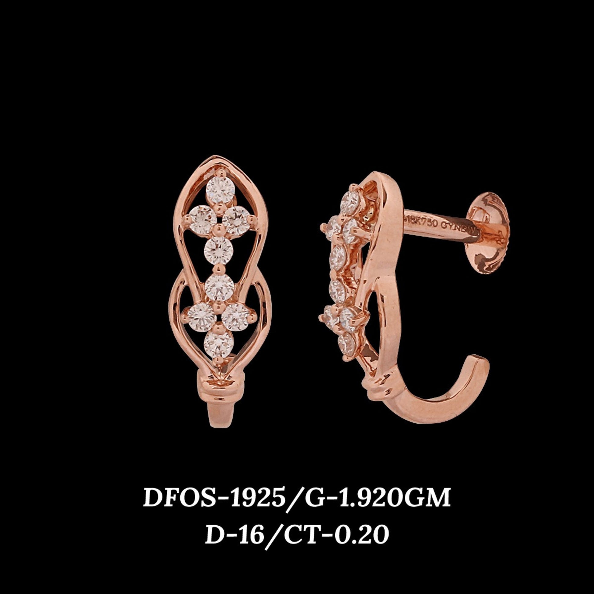 Diamond EARRING With 1.92 Gms of 18 Kt Gold and 0.2 Cts of Certified Natural Diamonds Code: MJ26ER318