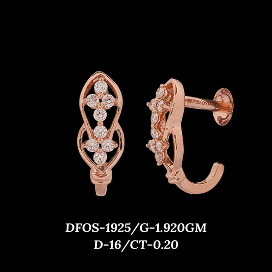 Diamond EARRING With 1.92 Gms of 18 Kt Gold and 0.2 Cts of Certified Natural Diamonds Code: MJ26ER318