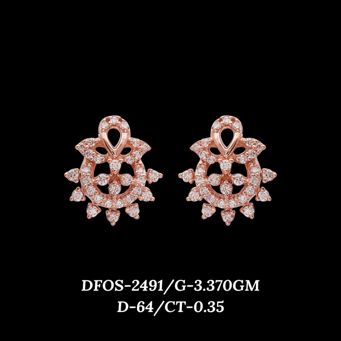 Diamond EARRING With 3.37 Gms of 18 Kt Gold and 0.35 Cts of Certified Natural Diamonds Code: MJ26ER464