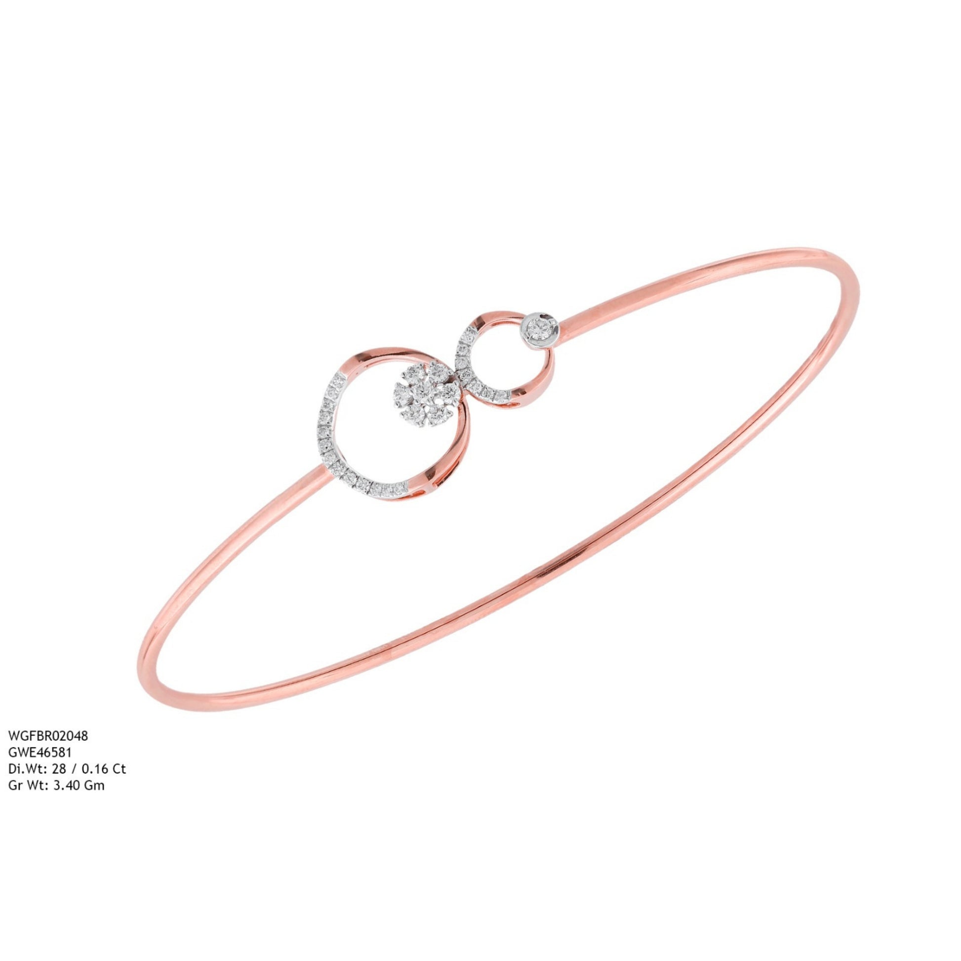 Diamond BANGLE With 3.4 Gms of 18 Kt Gold and 0.16 Cts of Certified Natural Diamonds Code: MJ26BG695