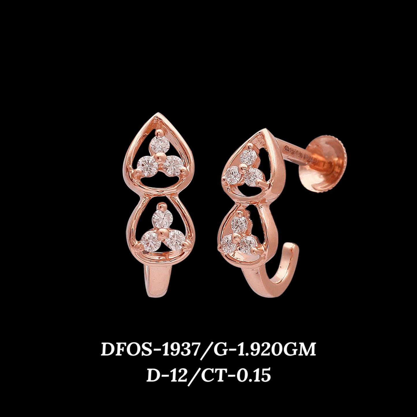 Diamond EARRING With 1.92 Gms of 18 Kt Gold and 0.15 Cts of Certified Natural Diamonds Code: MJ26ER328