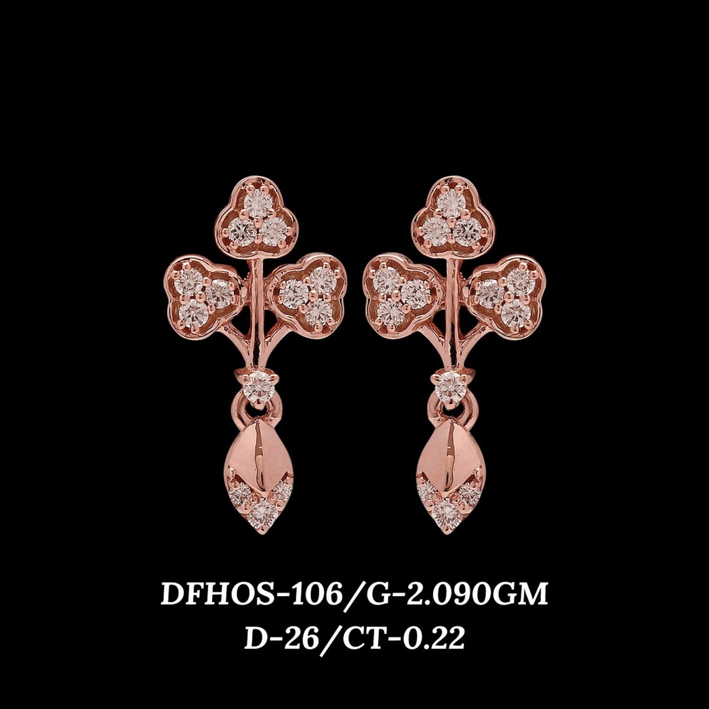 Diamond EARRING With 2.09 Gms of 18 Kt Gold and 0.22 Cts of Certified Natural Diamonds Code: MJ26ER155