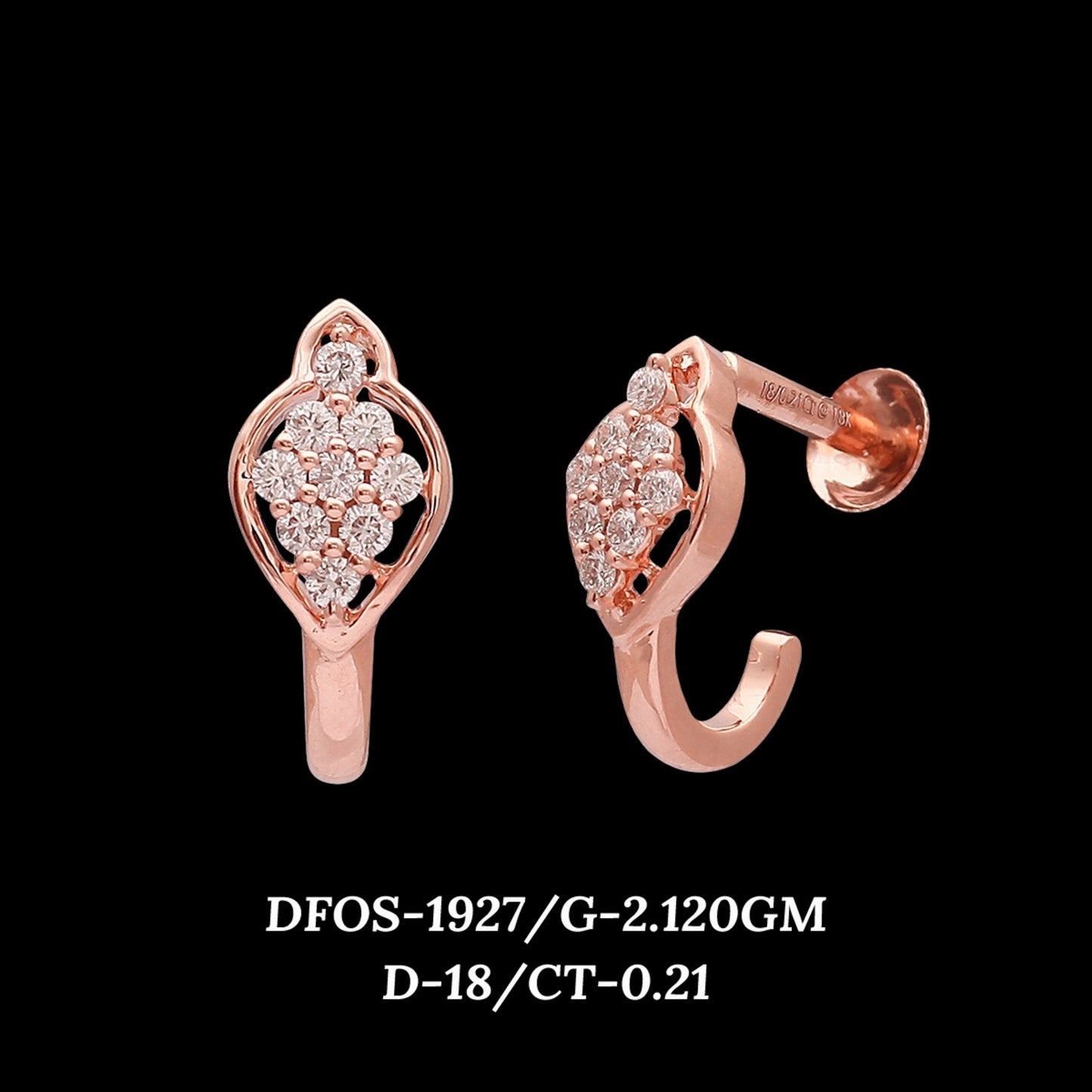 Diamond EARRING With 2.12 Gms of 18 Kt Gold and 0.21 Cts of Certified Natural Diamonds Code: MJ26ER319