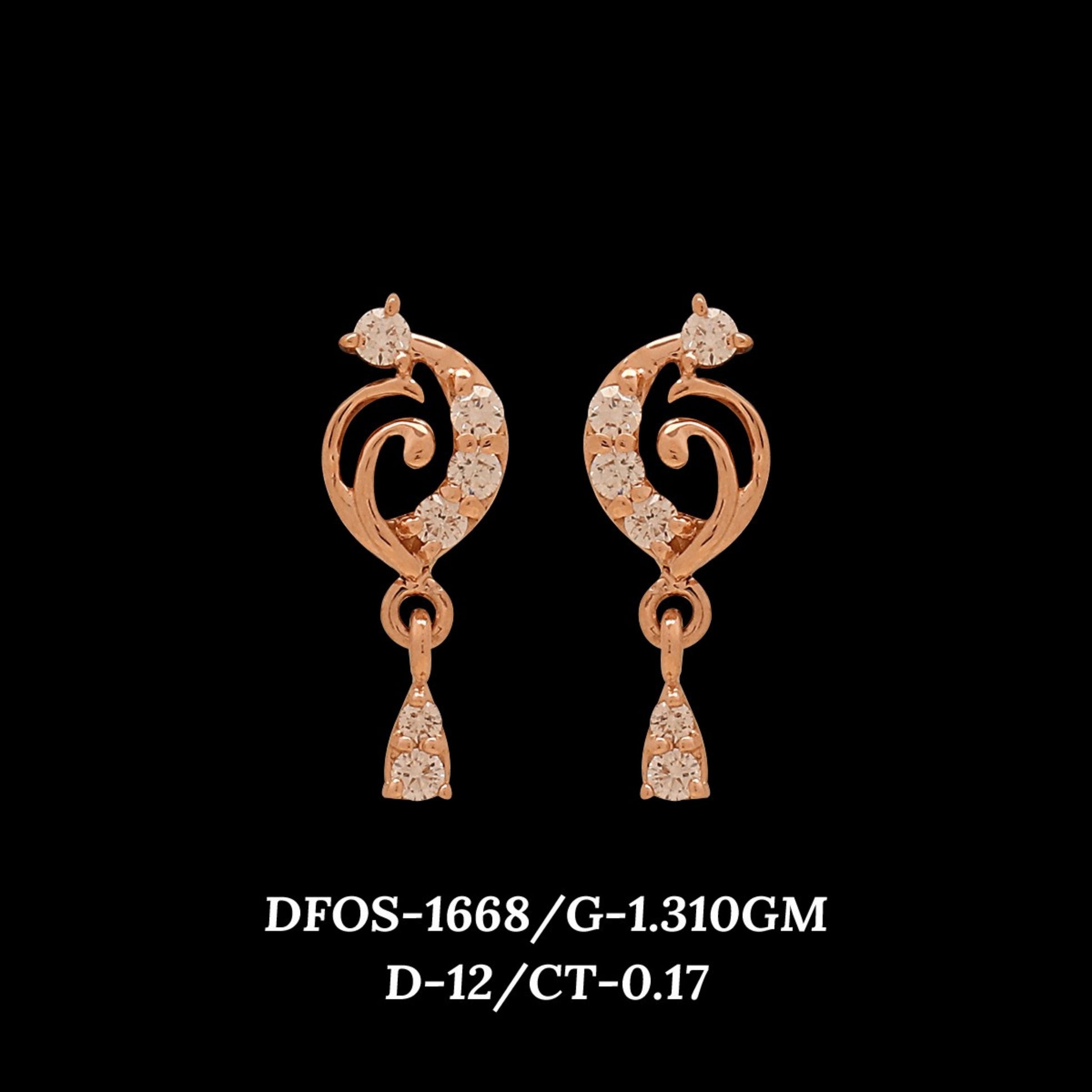 Diamond EARRING With 1.31 Gms of 18 Kt Gold and 0.17 Cts of Certified Natural Diamonds Code: MJ26ER238
