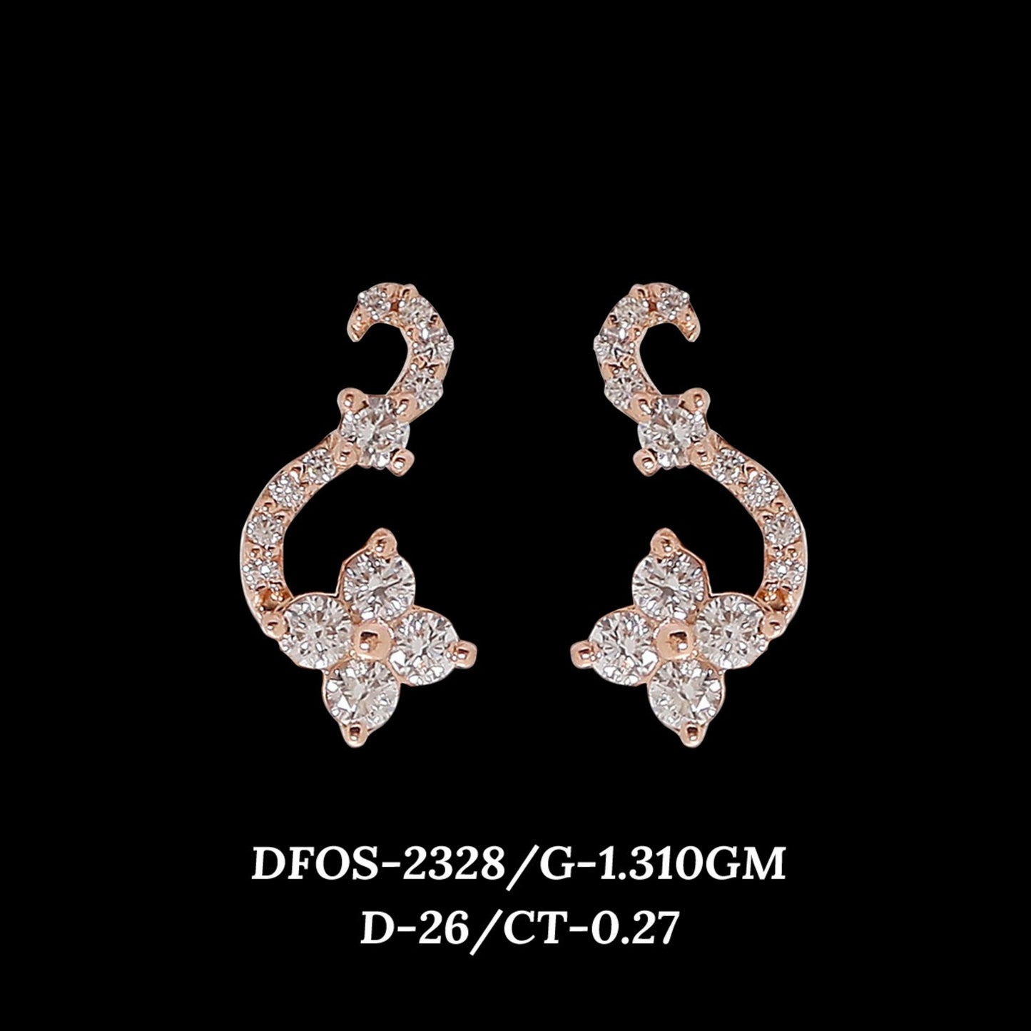 Diamond EARRING With 1.31 Gms of 18 Kt Gold and 0.27 Cts of Certified Natural Diamonds Code: MJ26ER415