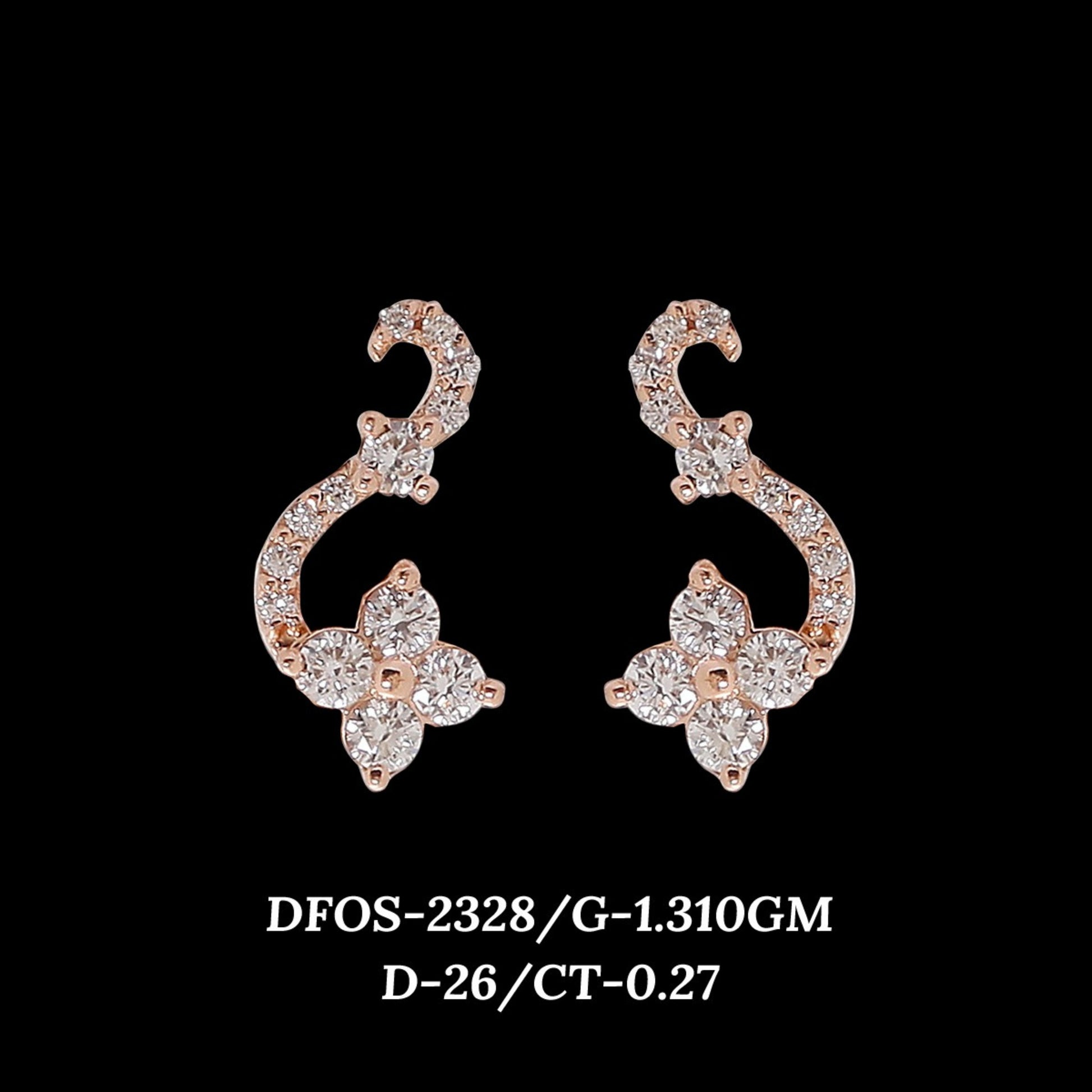 Diamond EARRING With 1.31 Gms of 18 Kt Gold and 0.27 Cts of Certified Natural Diamonds Code: MJ26ER415