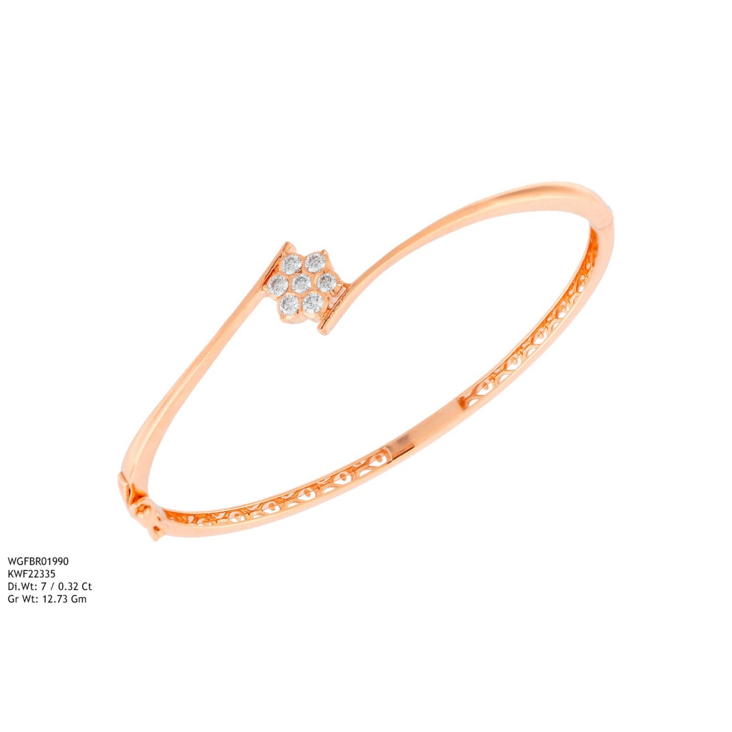 Diamond BANGLE With 12.73 Gms of 18 Kt Gold and 0.32 Cts of Certified Natural Diamonds Code: MJ26BG692