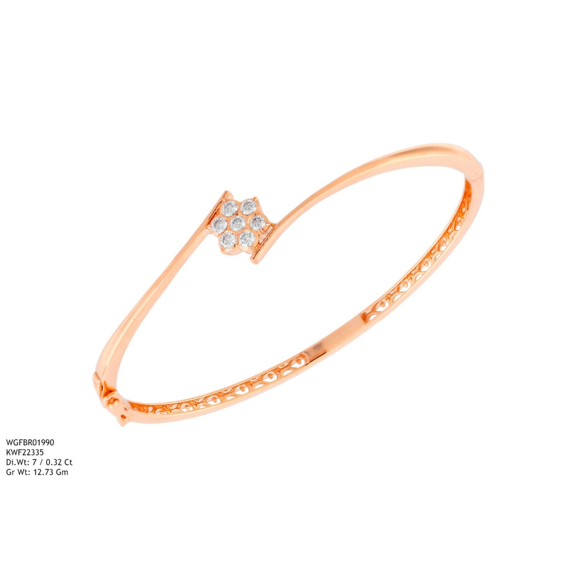Diamond BANGLE With 12.73 Gms of 18 Kt Gold and 0.32 Cts of Certified Natural Diamonds Code: MJ26BG692