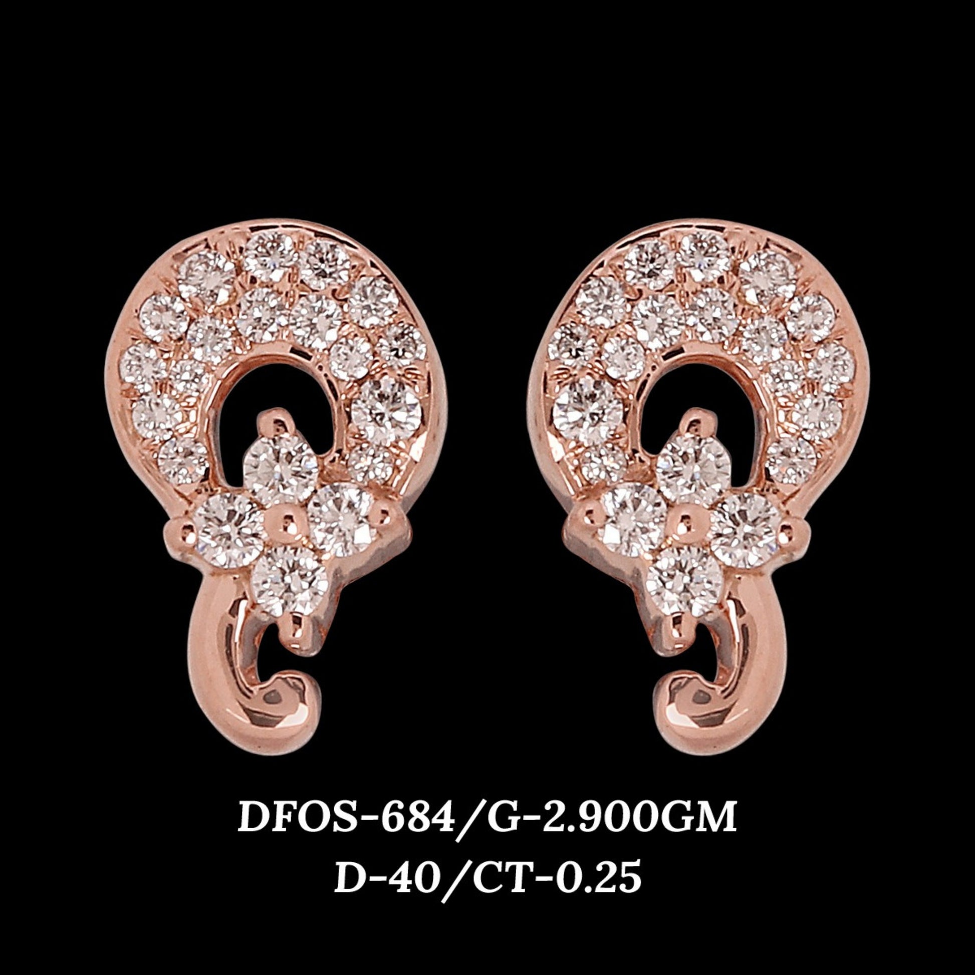 Diamond EARRING With 2.9 Gms of 18 Kt Gold and 0.25 Cts of Certified Natural Diamonds Code: MJ26ER564