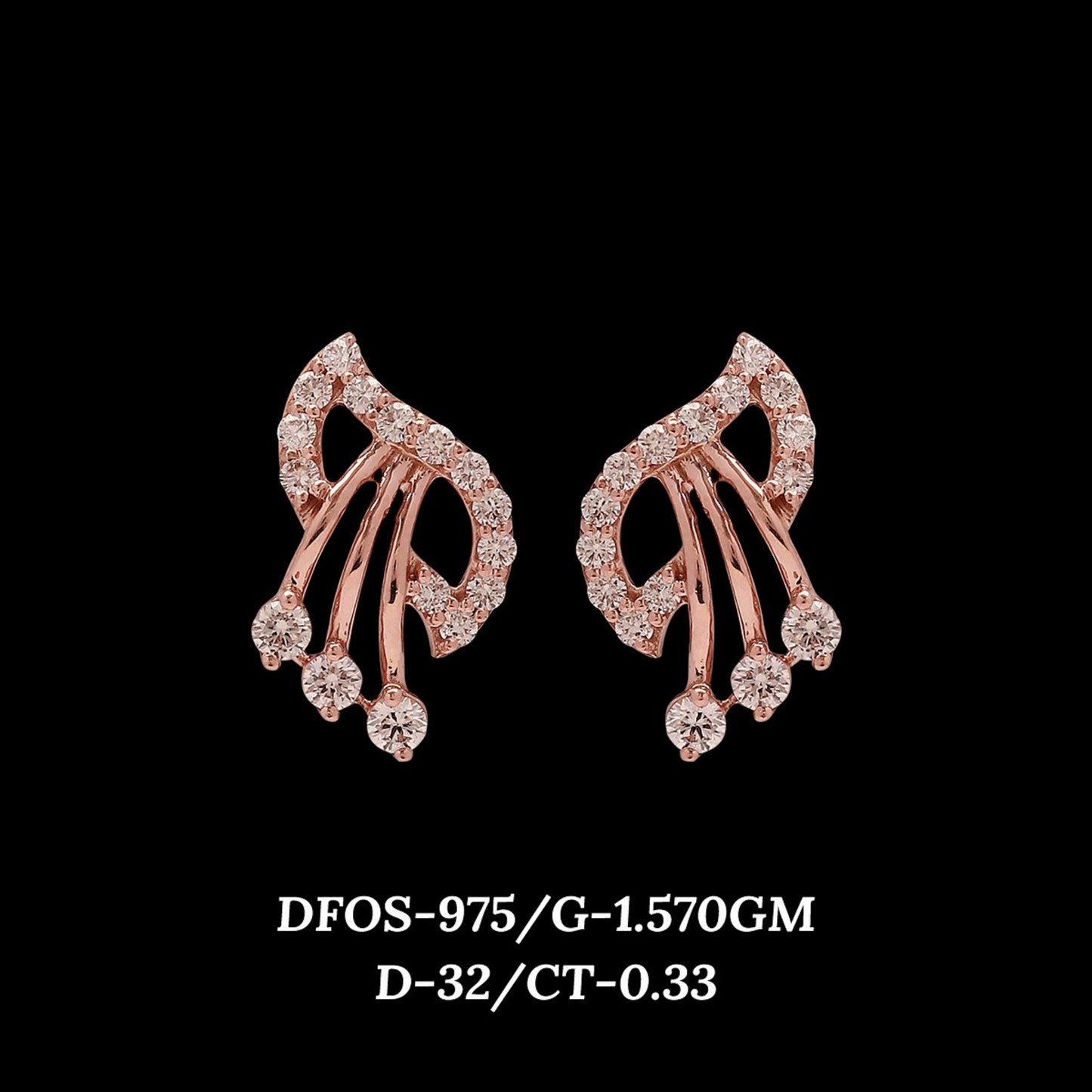 Diamond EARRING With 1.57 Gms of 18 Kt Gold and 0.33 Cts of Certified Natural Diamonds Code: MJ26ER619