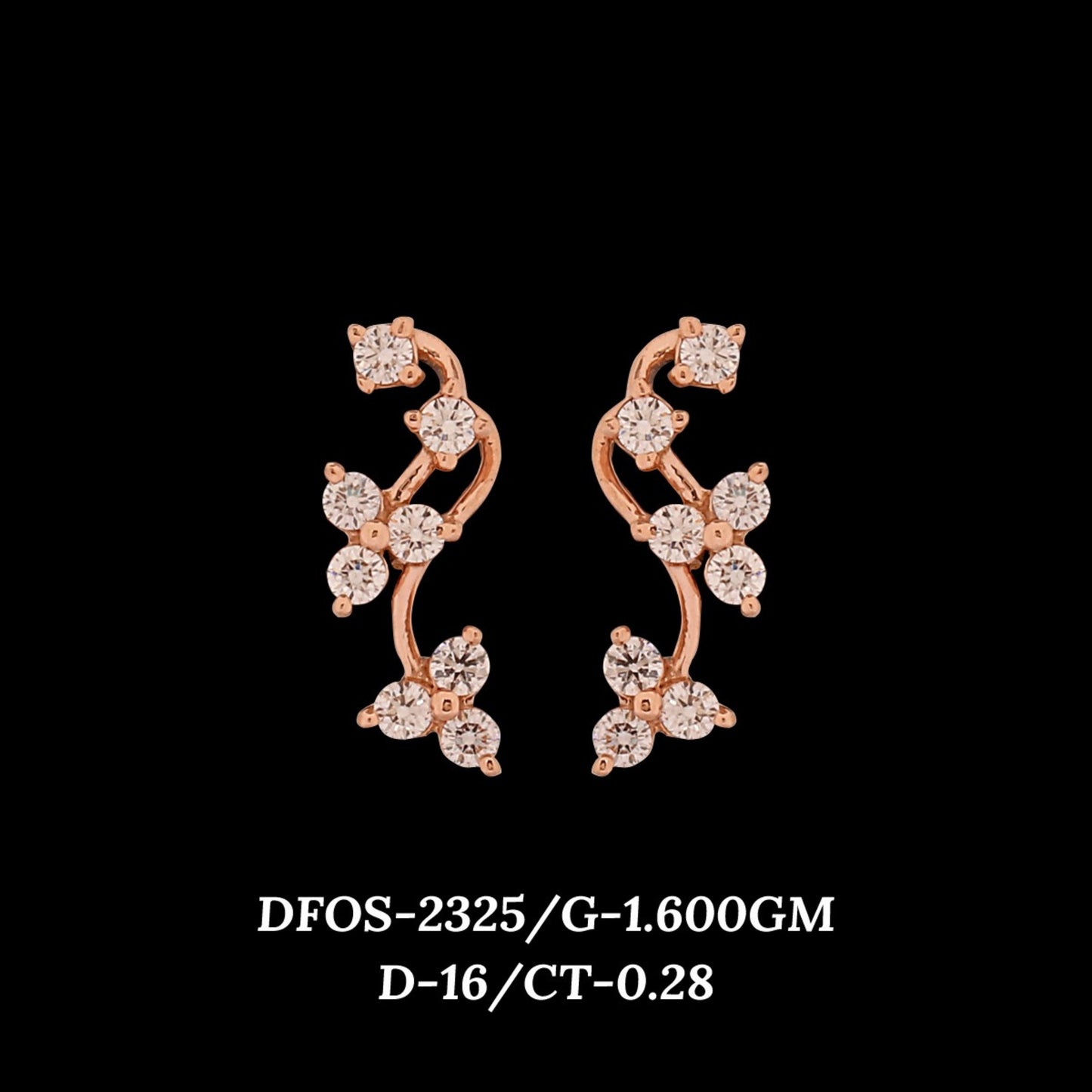 Diamond EARRING With 1.6 Gms of 18 Kt Gold and 0.28 Cts of Certified Natural Diamonds Code: MJ26ER413