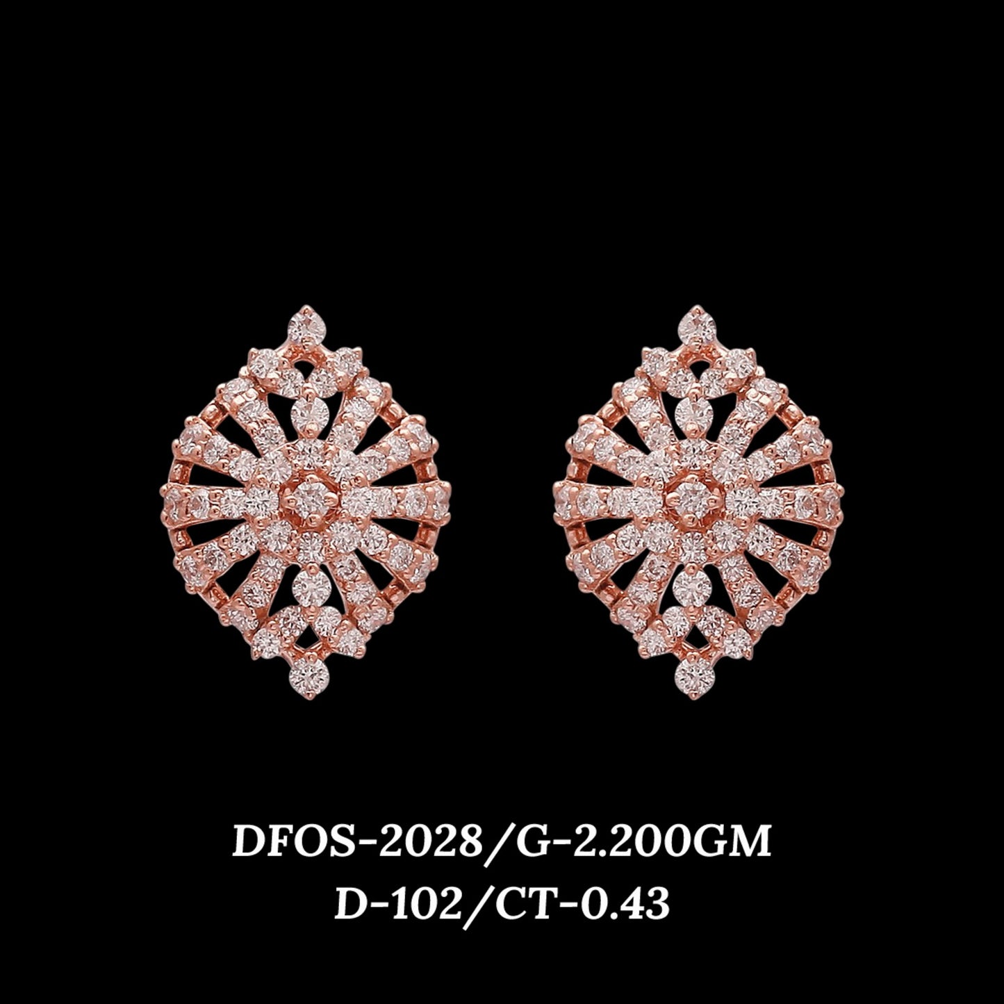 Diamond EARRING With 2.2 Gms of 18 Kt Gold and 0.43 Cts of Certified Natural Diamonds Code: MJ26ER343