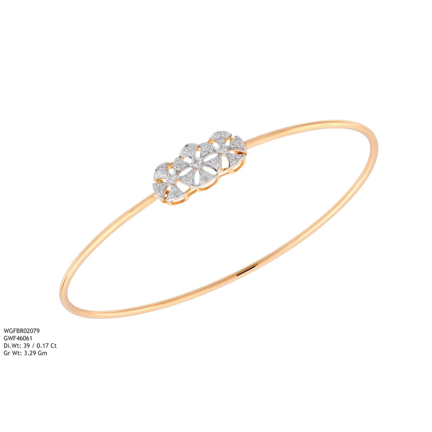 Diamond BANGLE With 3.29 Gms of 18 Kt Gold and 0.17 Cts of Certified Natural Diamonds Code: MJ26BG725