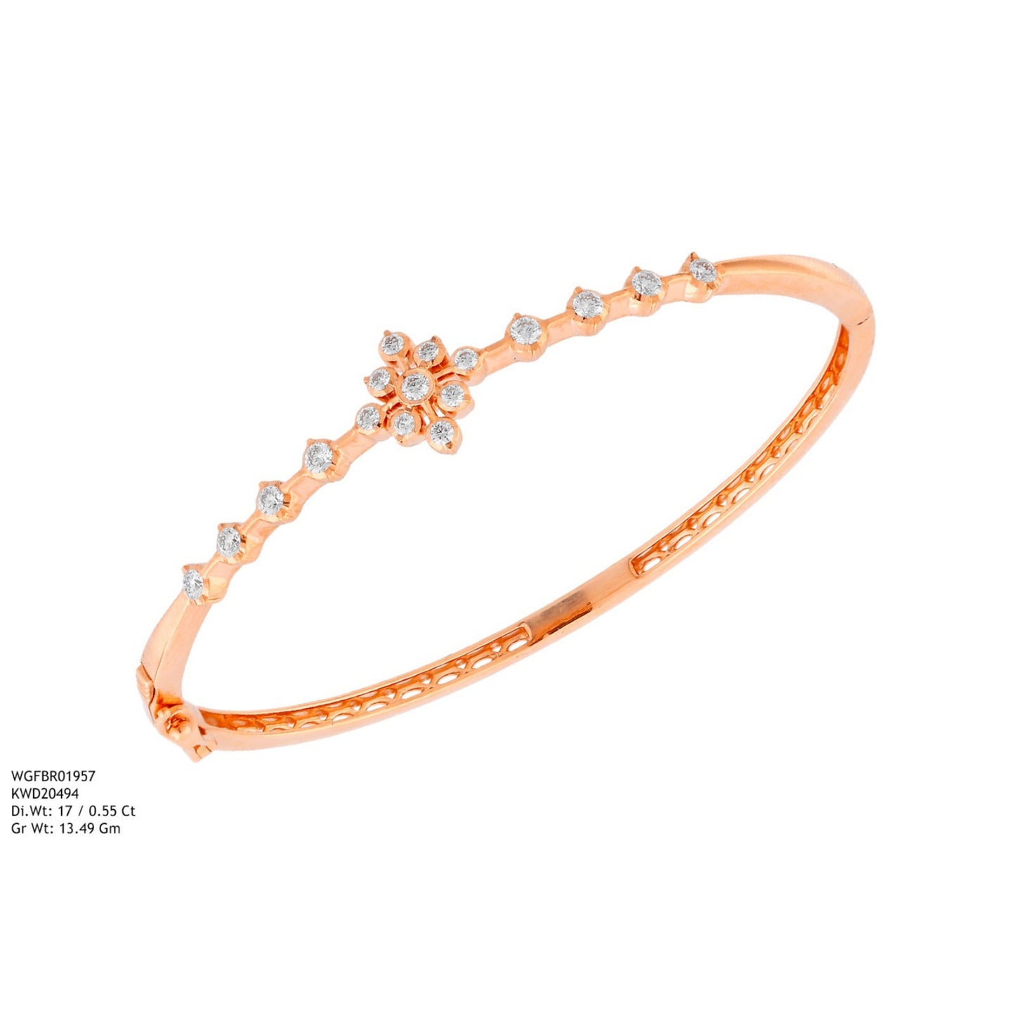 Diamond BANGLE With 13.49 Gms of 18 Kt Gold and 0.55 Cts of Certified Natural Diamonds Code: MJ26BG681