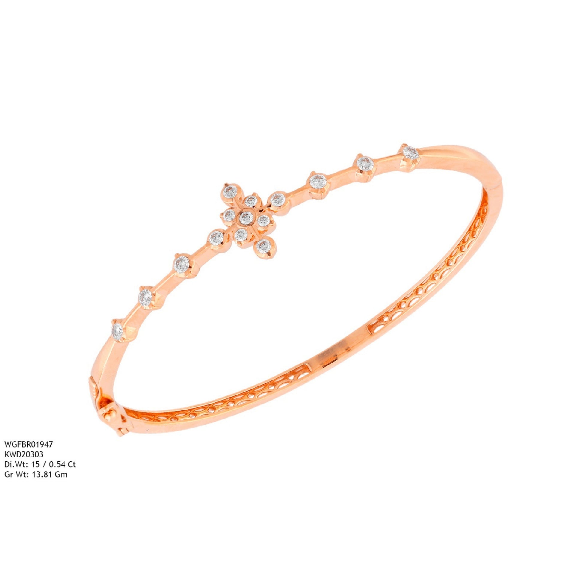 Diamond BANGLE With 13.81 Gms of 18 Kt Gold and 0.54 Cts of Certified Natural Diamonds Code: MJ26BG672