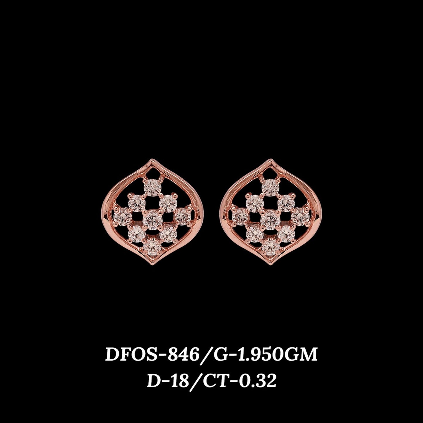 Diamond EARRING With 1.95 Gms of 18 Kt Gold and 0.32 Cts of Certified Natural Diamonds Code: MJ26ER607