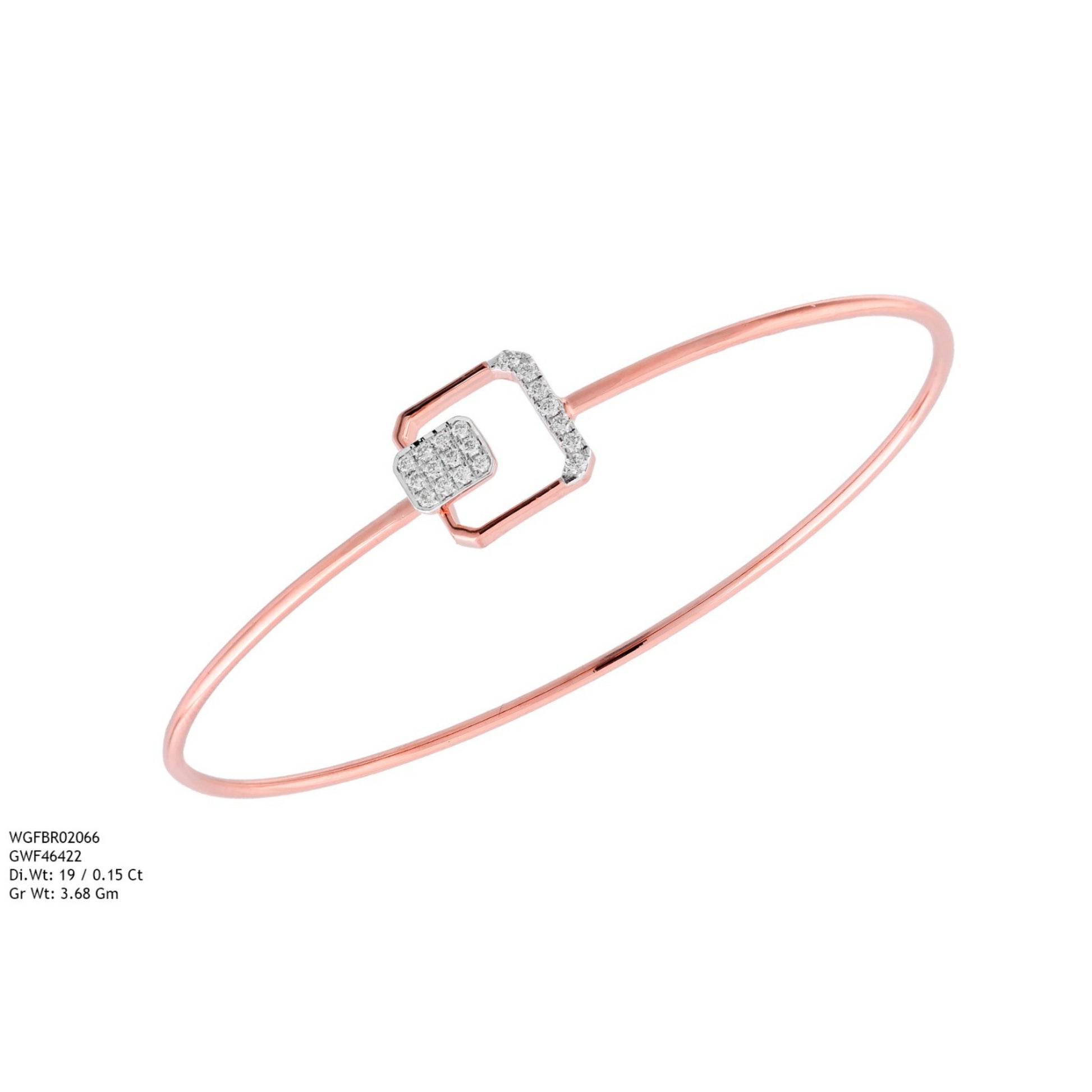 Diamond BANGLE With 3.68 Gms of 18 Kt Gold and 0.15 Cts of Certified Natural Diamonds Code: MJ26BG712