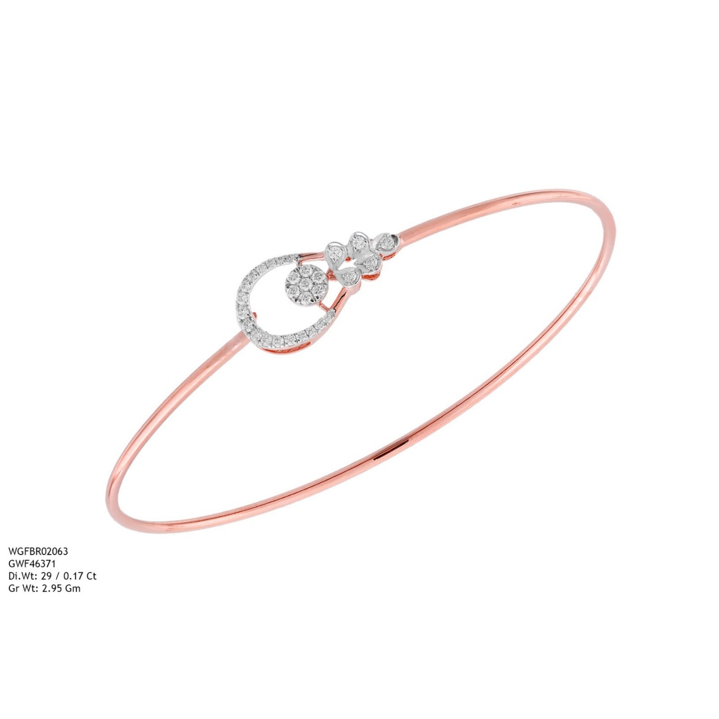 Diamond BANGLE With 2.95 Gms of 18 Kt Gold and 0.17 Cts of Certified Natural Diamonds Code: MJ26BG709