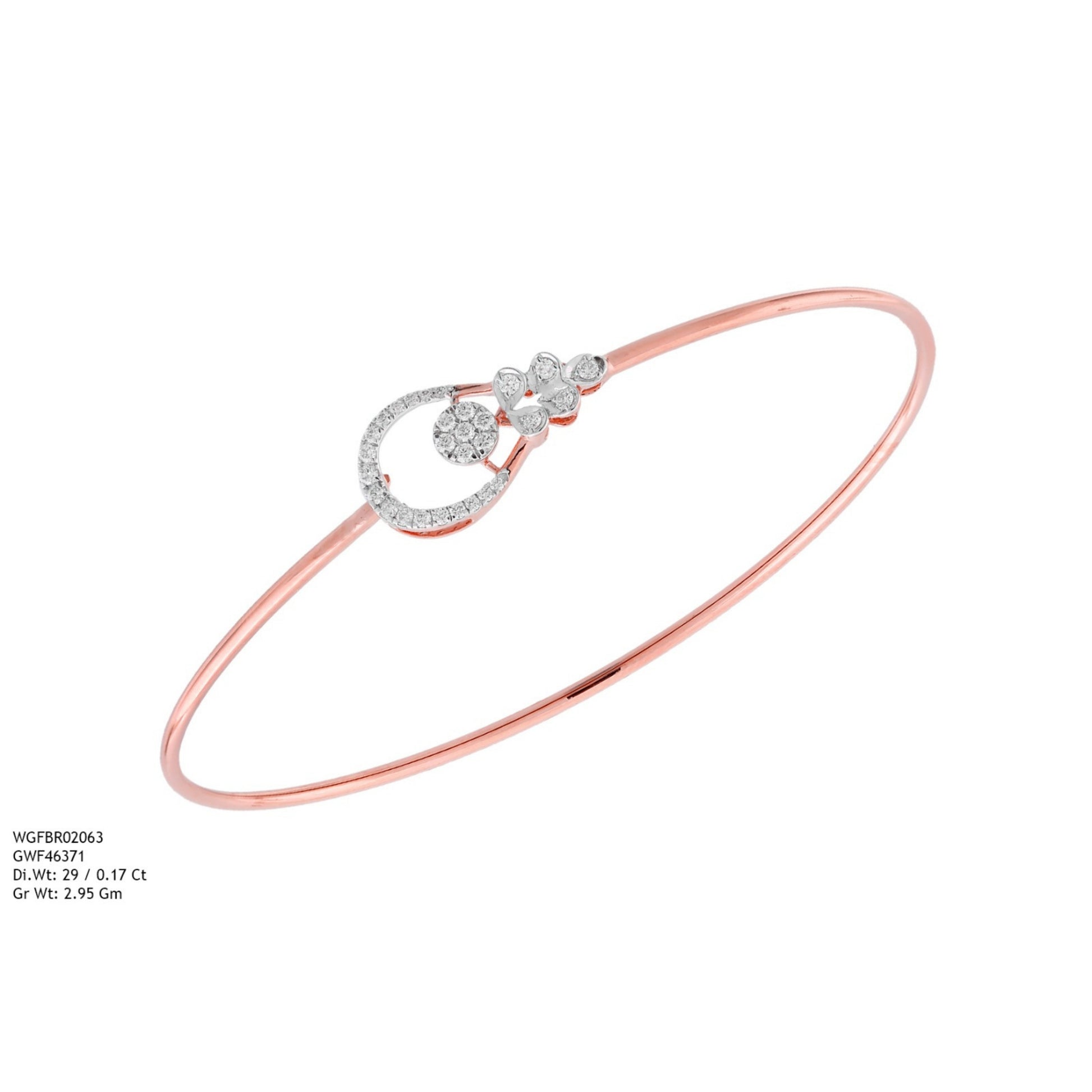 Diamond BANGLE With 2.95 Gms of 18 Kt Gold and 0.17 Cts of Certified Natural Diamonds Code: MJ26BG709