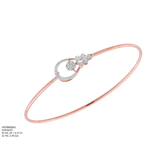 Diamond BANGLE With 2.95 Gms of 18 Kt Gold and 0.17 Cts of Certified Natural Diamonds Code: MJ26BG709