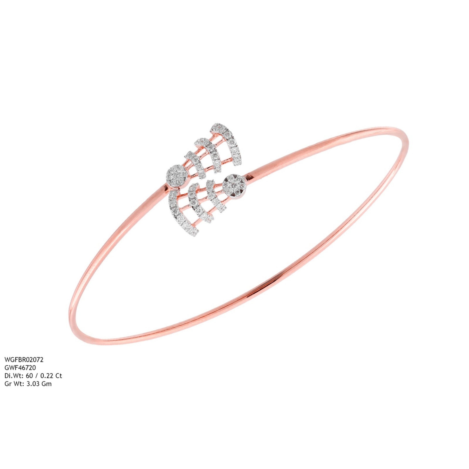 Diamond BANGLE With 3.03 Gms of 18 Kt Gold and 0.22 Cts of Certified Natural Diamonds Code: MJ26BG718