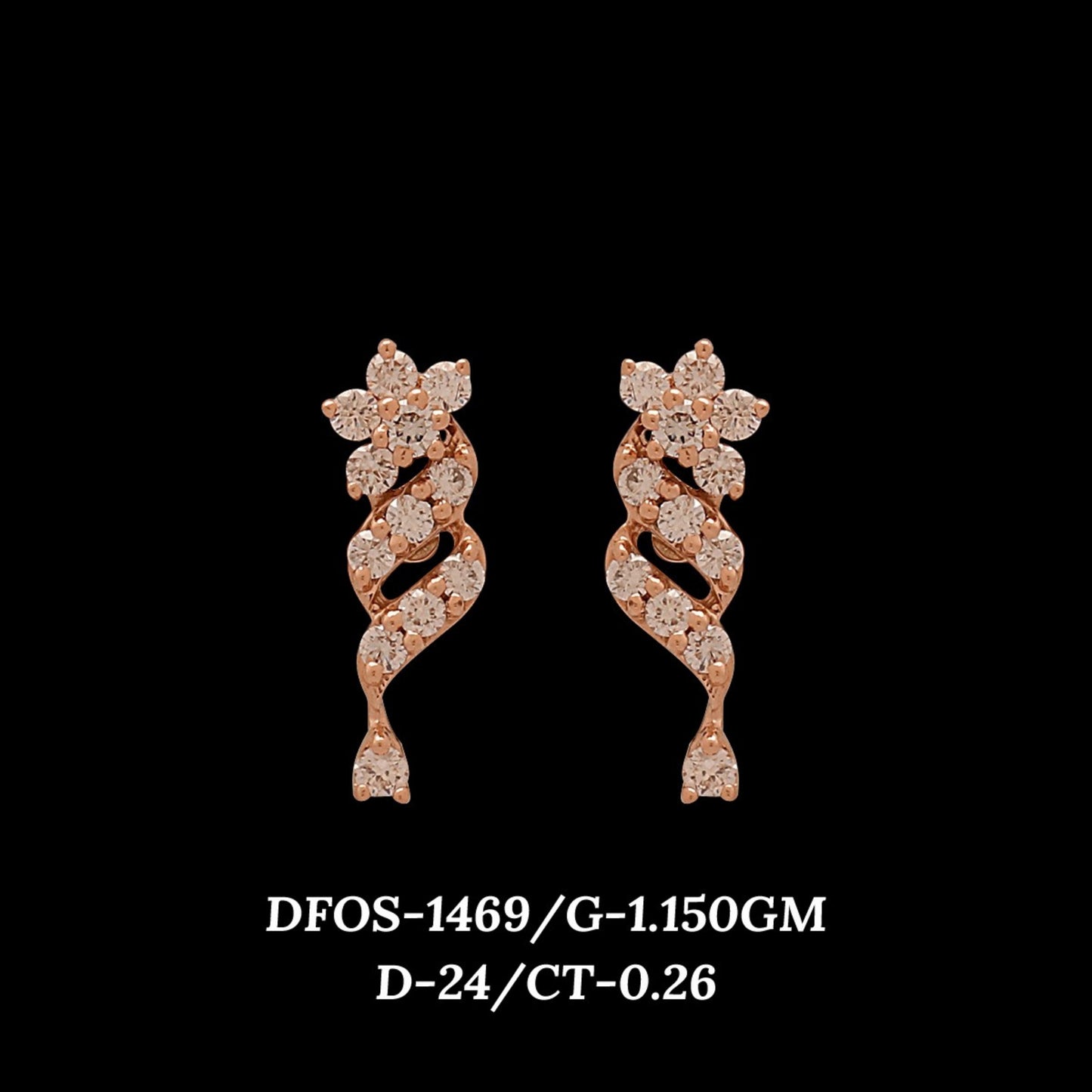 Diamond EARRING With 1.15 Gms of 18 Kt Gold and 0.26 Cts of Certified Natural Diamonds Code: MJ26ER202