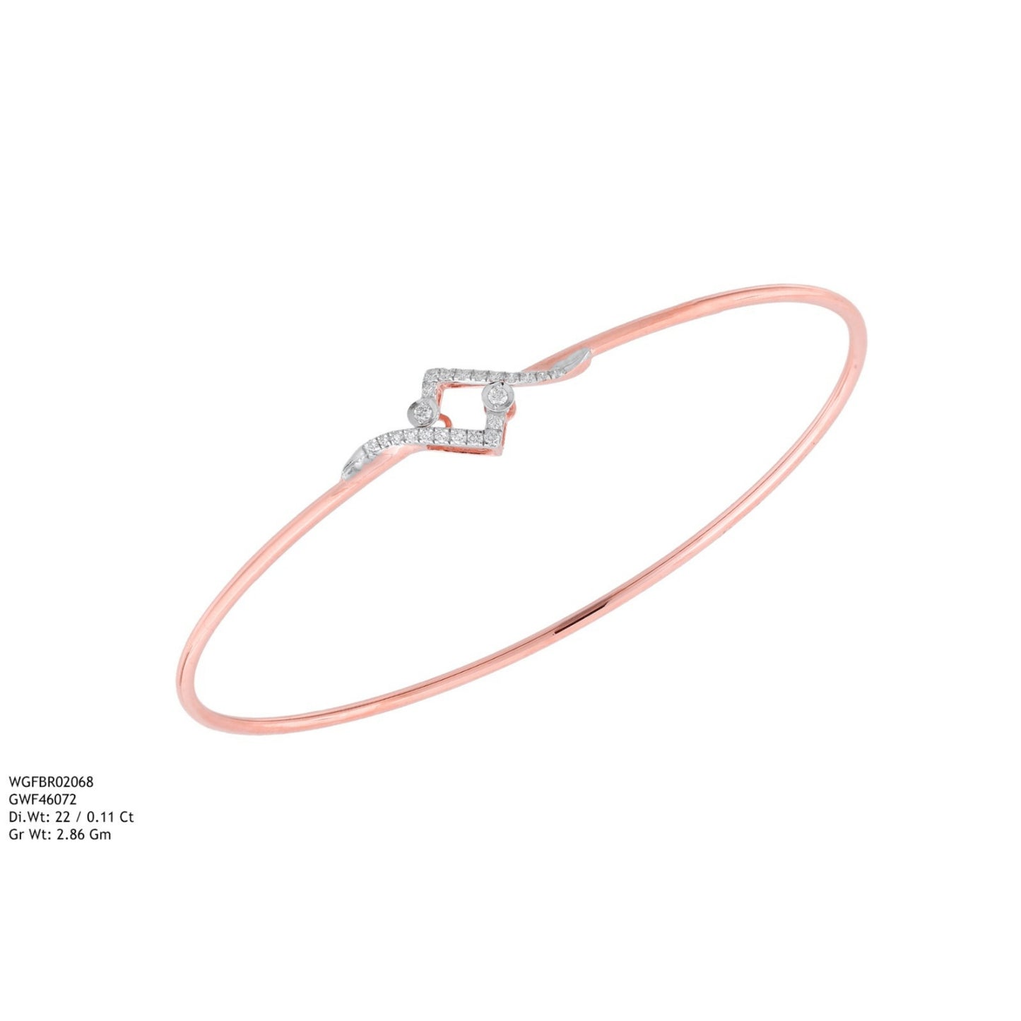 Diamond BANGLE With 2.86 Gms of 18 Kt Gold and 0.11 Cts of Certified Natural Diamonds Code: MJ26BG714