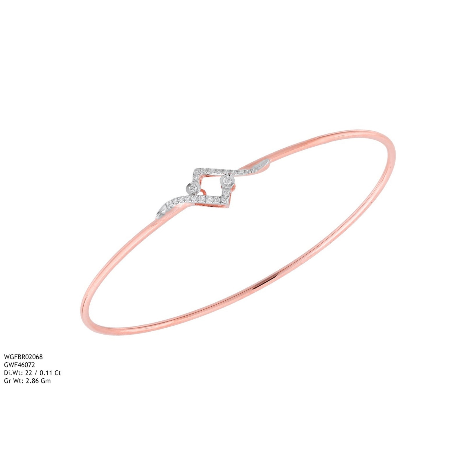 Diamond BANGLE With 2.86 Gms of 18 Kt Gold and 0.11 Cts of Certified Natural Diamonds Code: MJ26BG714