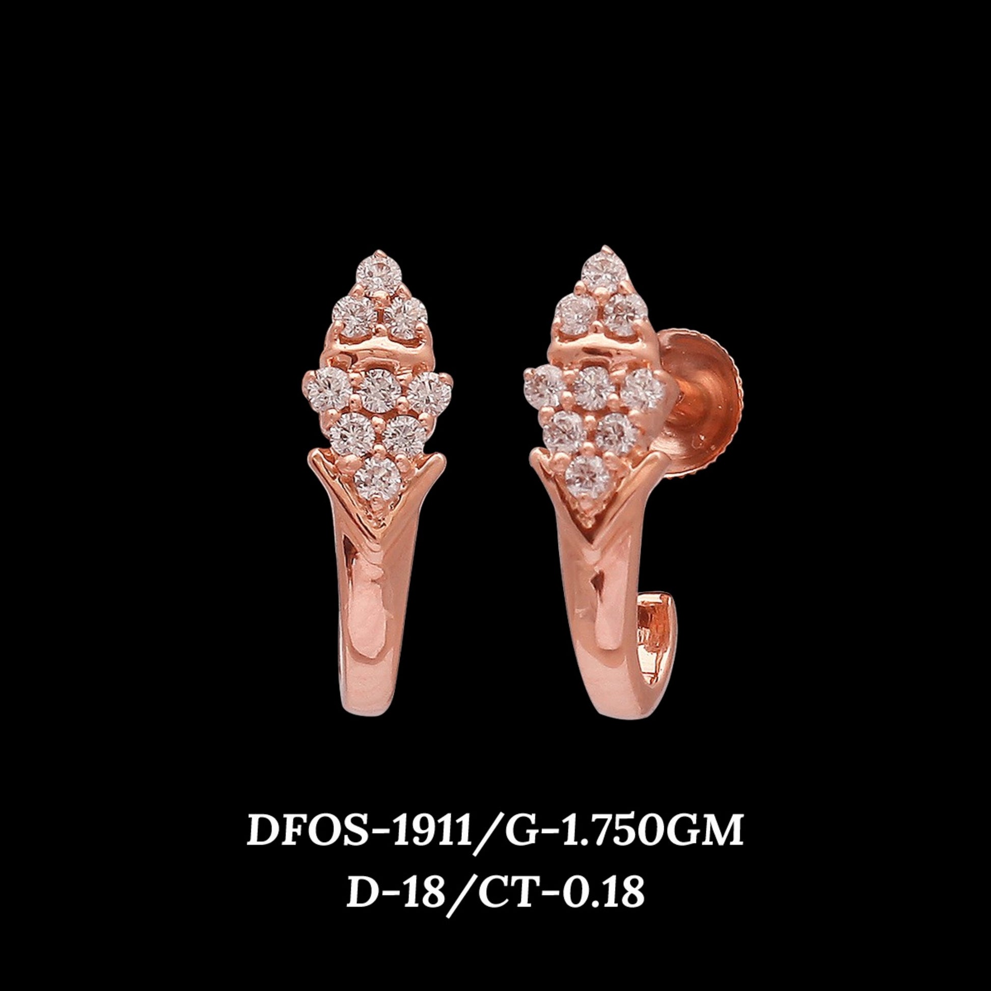 Diamond EARRING With 1.75 Gms of 18 Kt Gold and 0.18 Cts of Certified Natural Diamonds Code: MJ26ER307